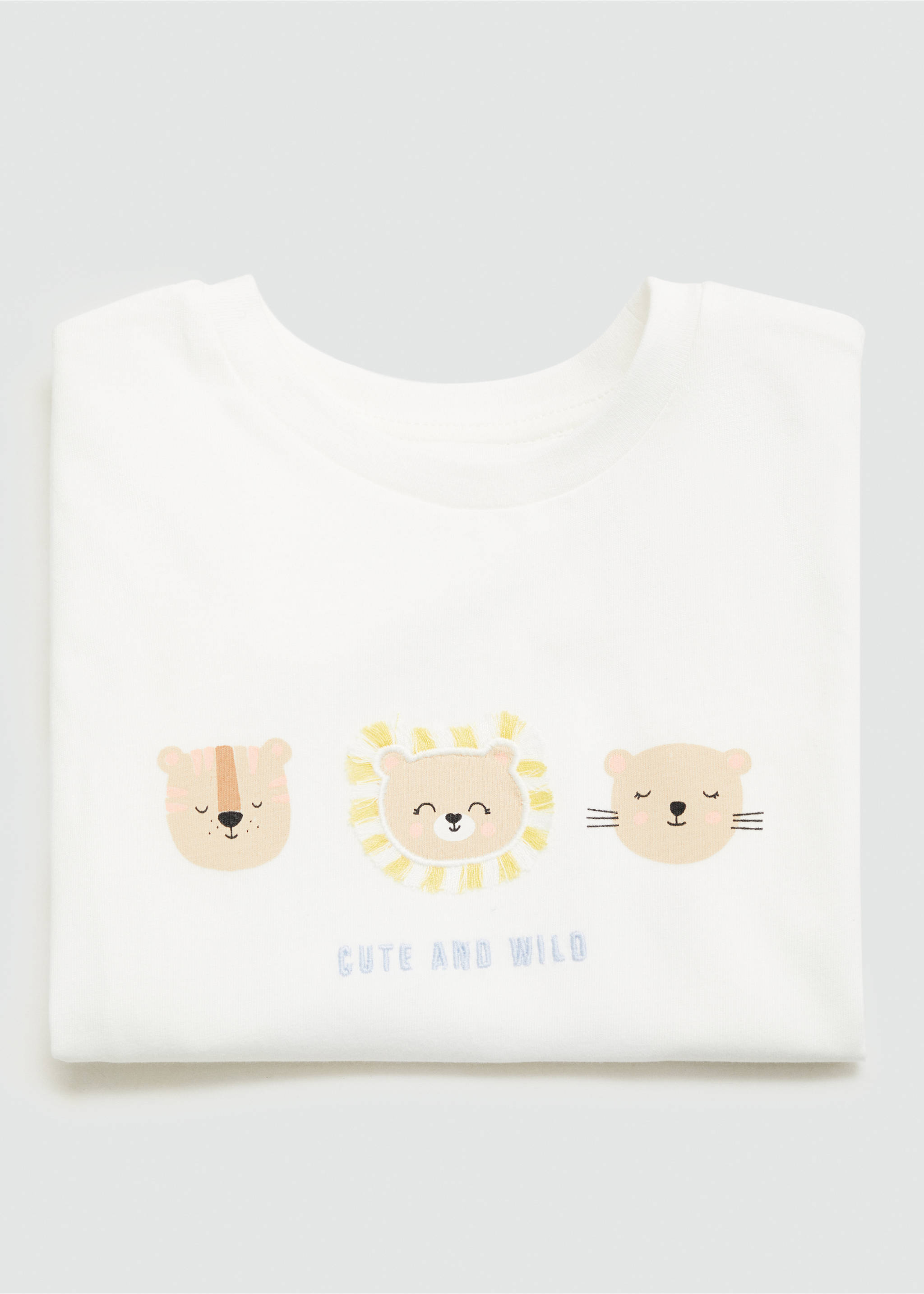 Animal print cotton t-shirt - Details of the article 0, Off White. Ref: 77013289-00.