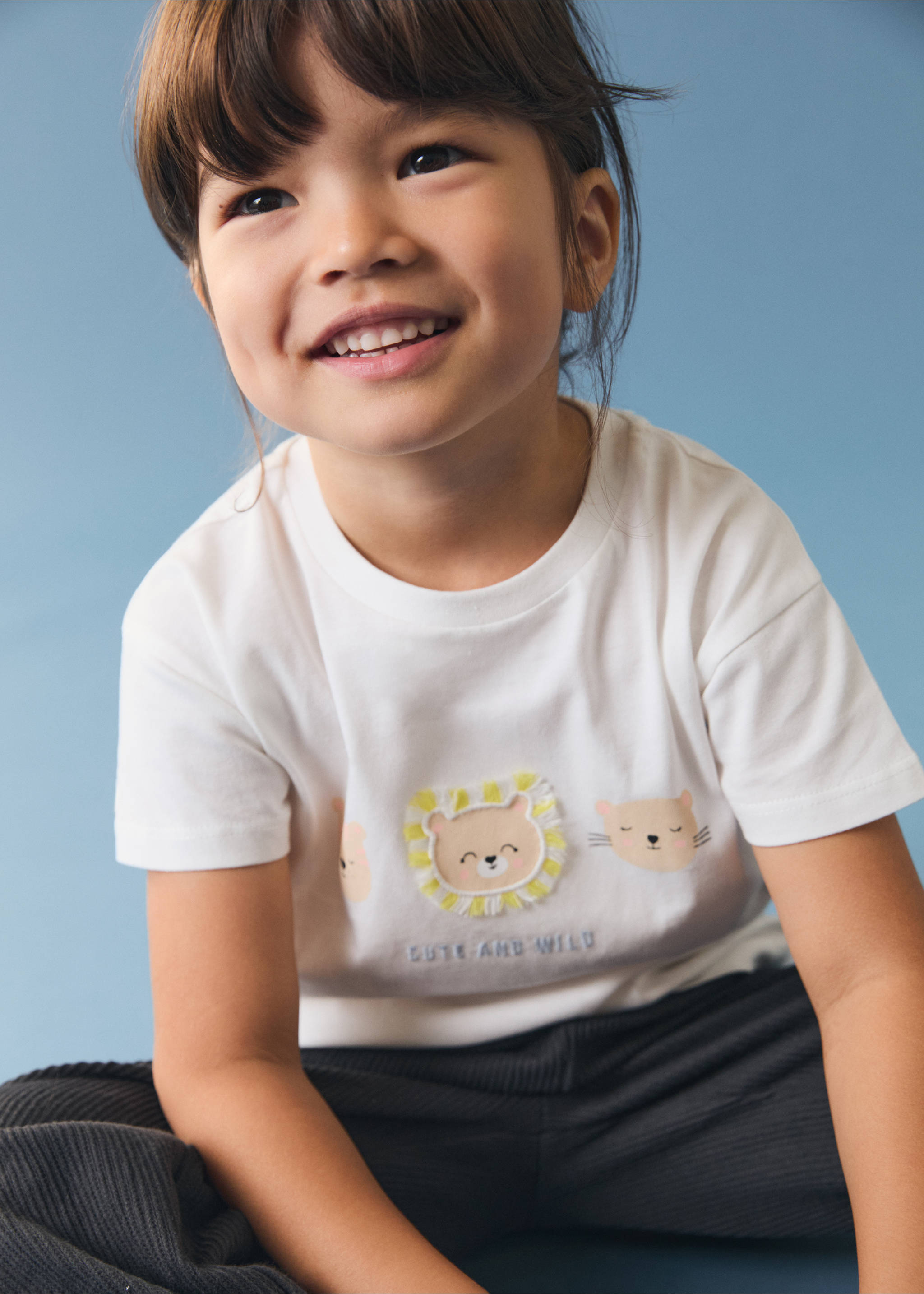 Animal print cotton t-shirt - Details of the article 5, Off White. Ref: 77013289-00.