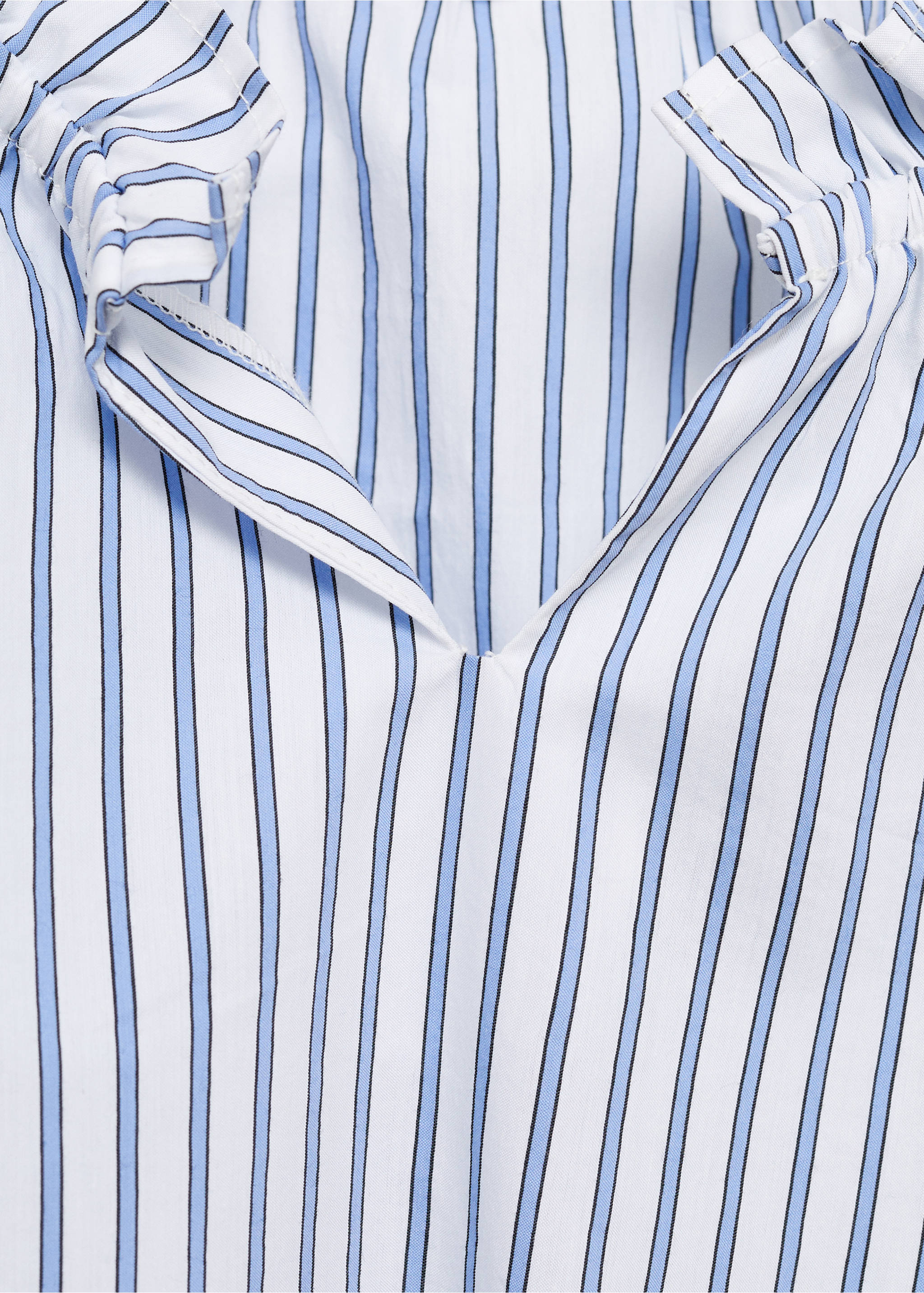 Ruched detail striped blouse - Details of the article 8, Blue. Ref: 77013293-00.