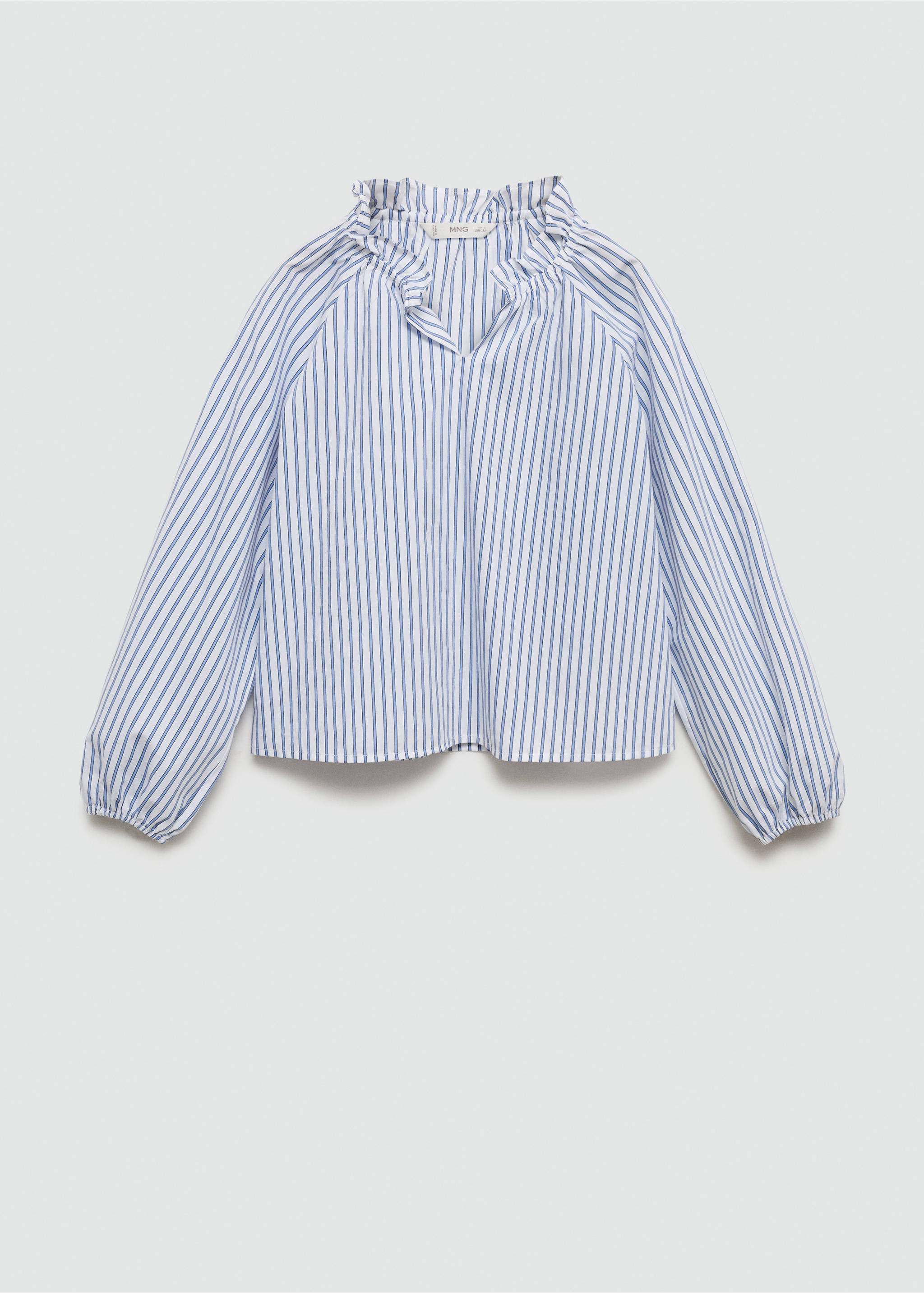 Ruched detail striped blouse - Article without model, Blue. Ref: 77013293-00.