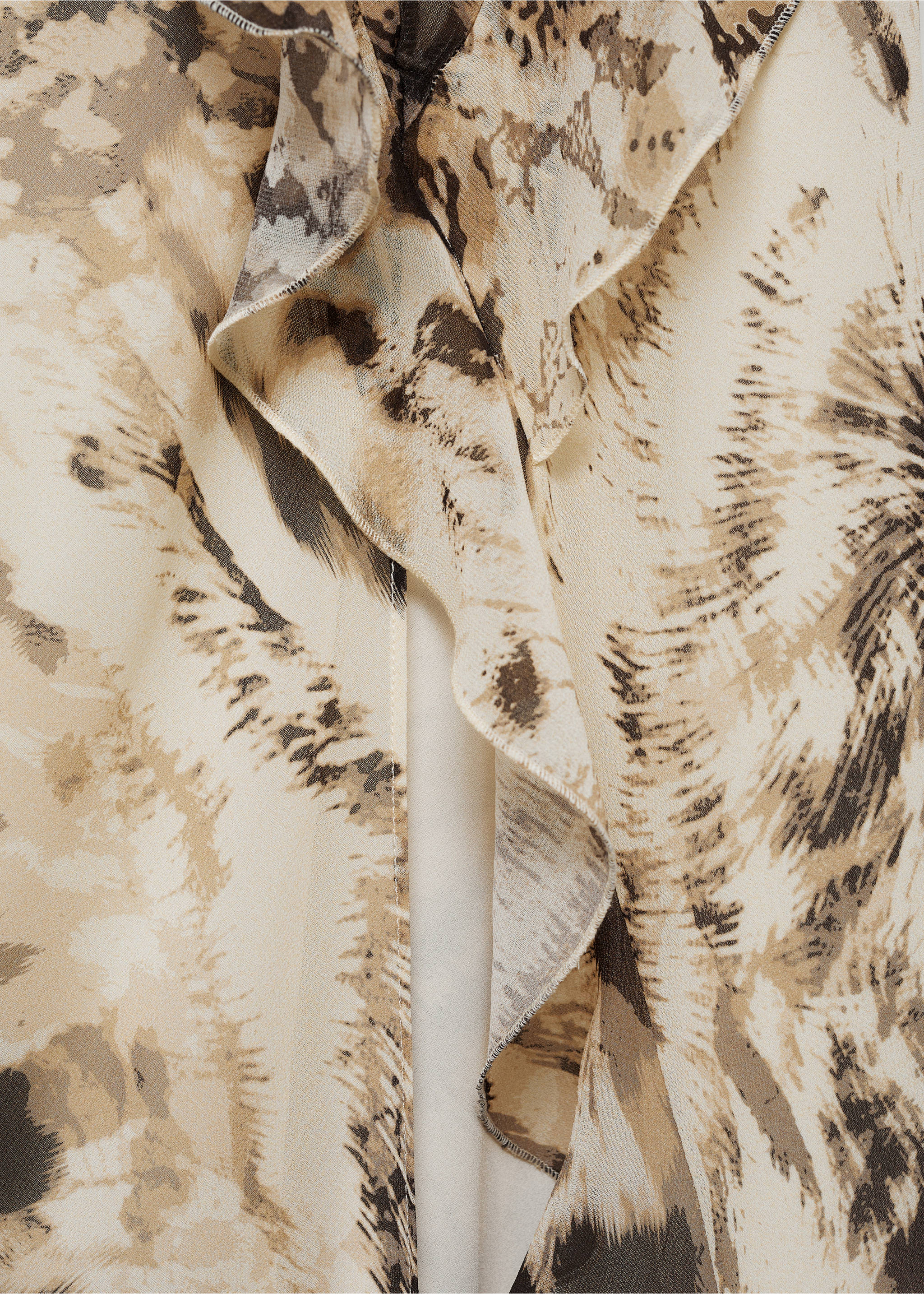 Animal-print ruffled dress - Details of the article 8, Ecru. Ref: 77013296-00.