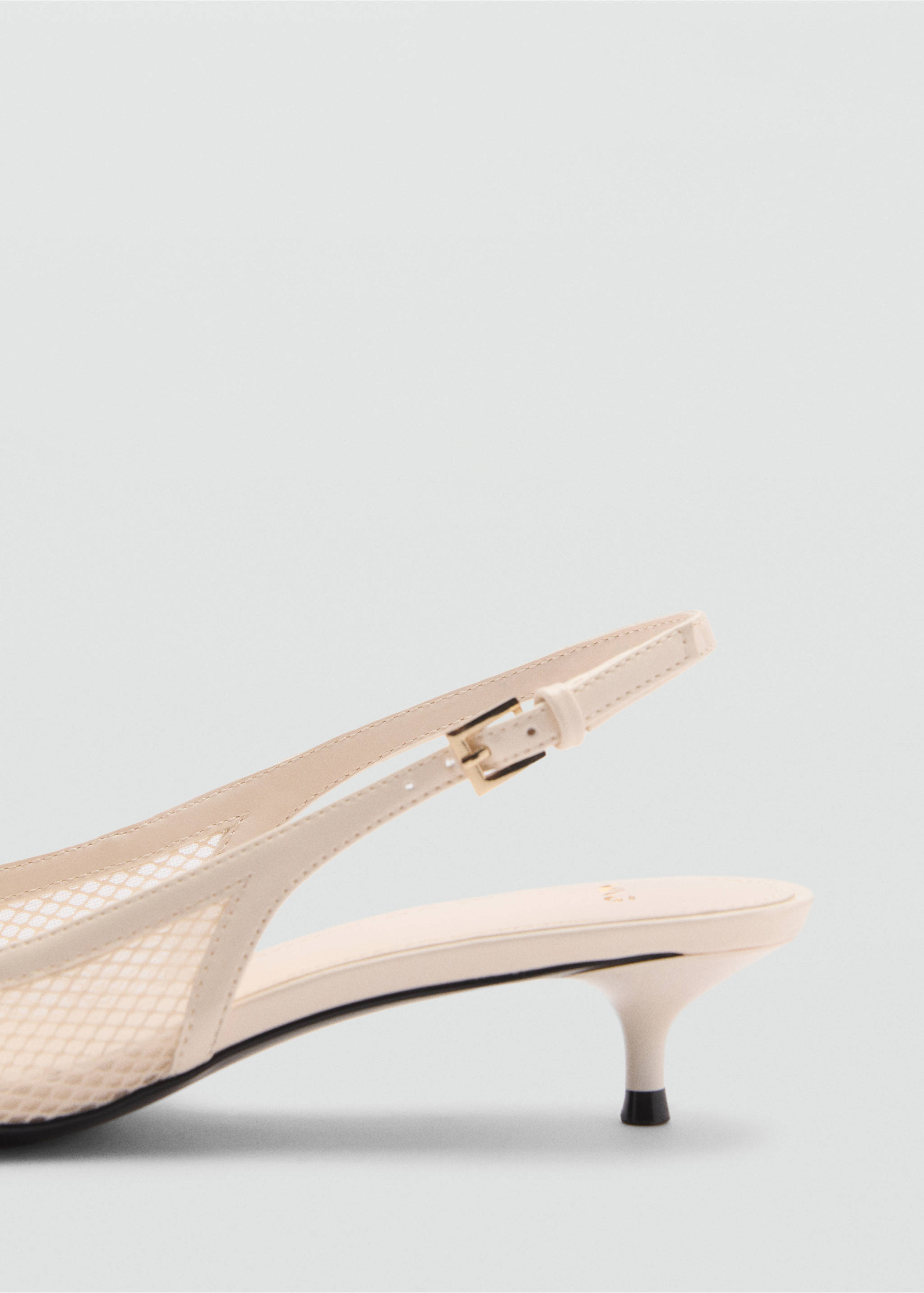 Heeled mesh shoes - Details of the article 1, White. Ref: 77013668-00.