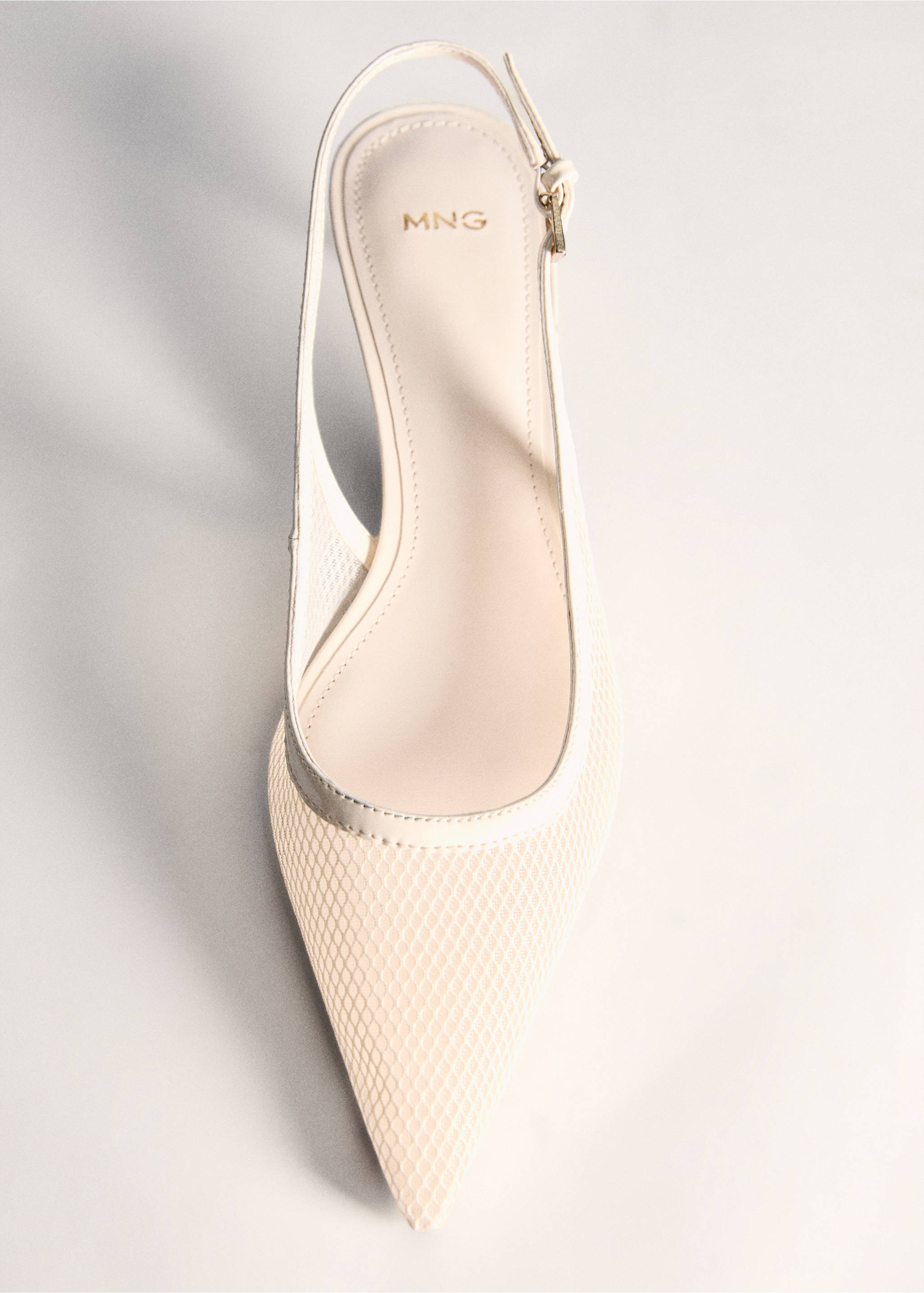 Heeled mesh shoes - Details of the article 5, White. Ref: 77013668-00.