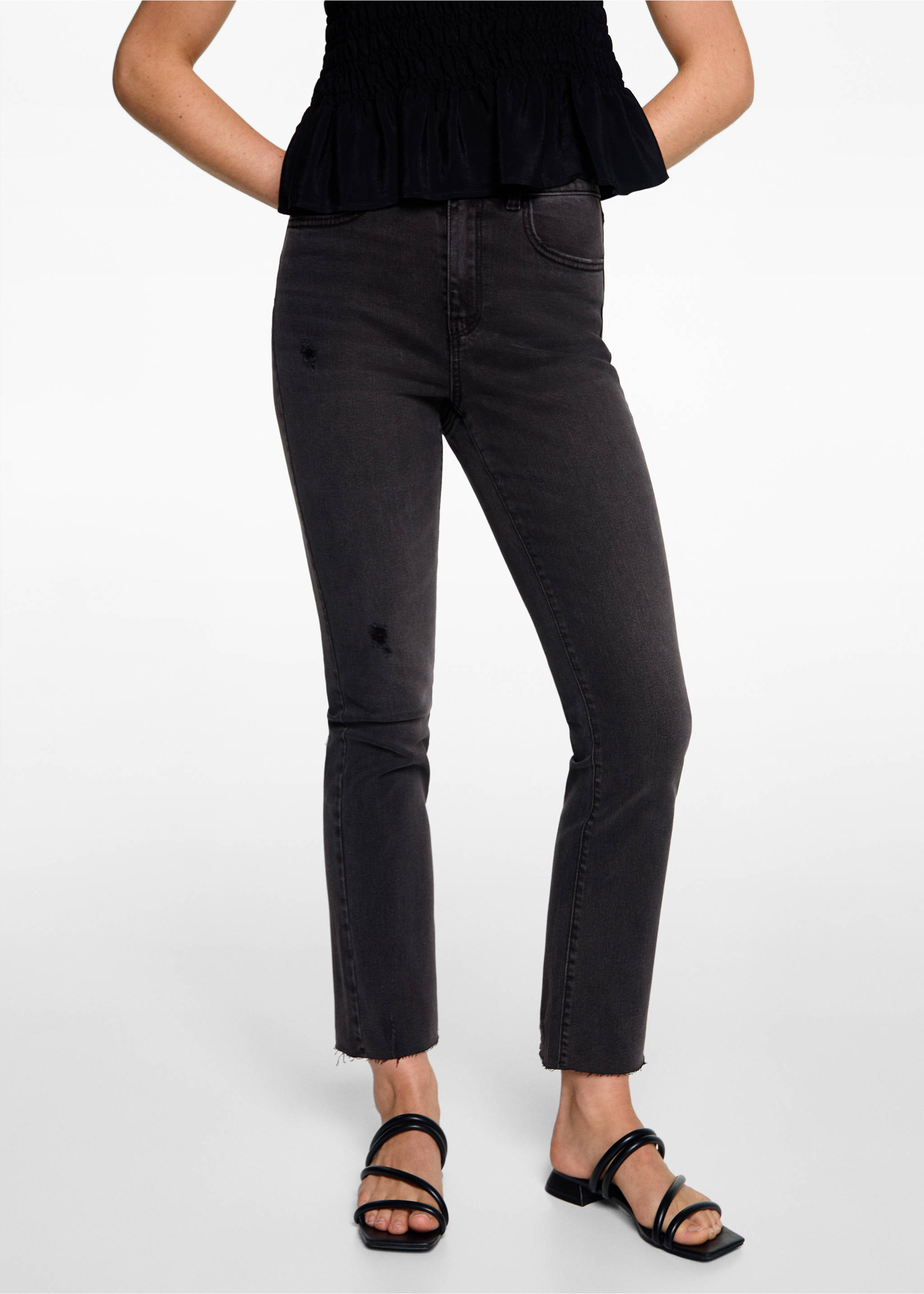 Jeans slim crop - Dettaglio dell'articolo 6, Black denim. Ref: 77014013-00.