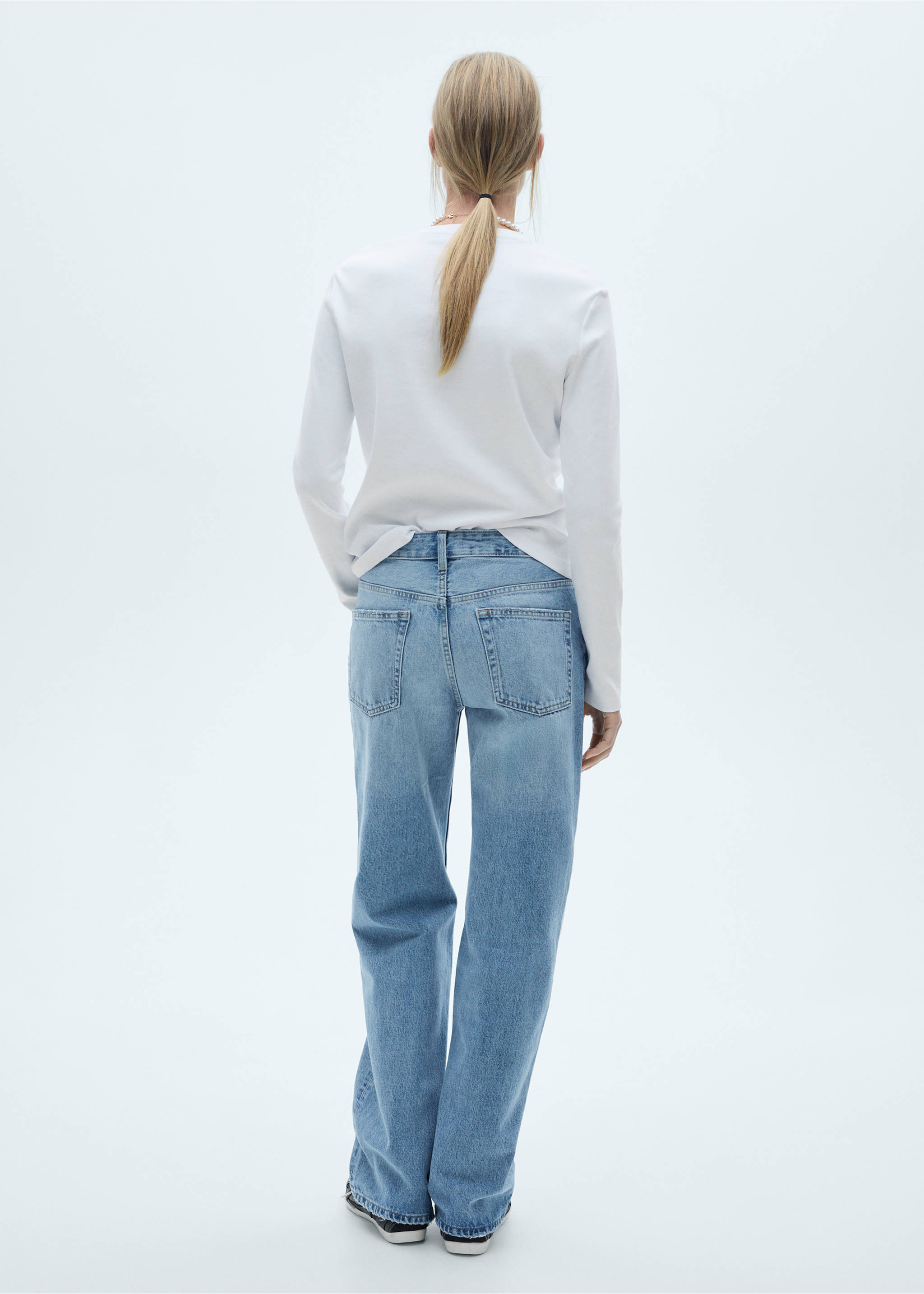 Miami medium-rise straight-fit jeans - Reverse of the article, Medium Blue. Ref: 77014019-00.