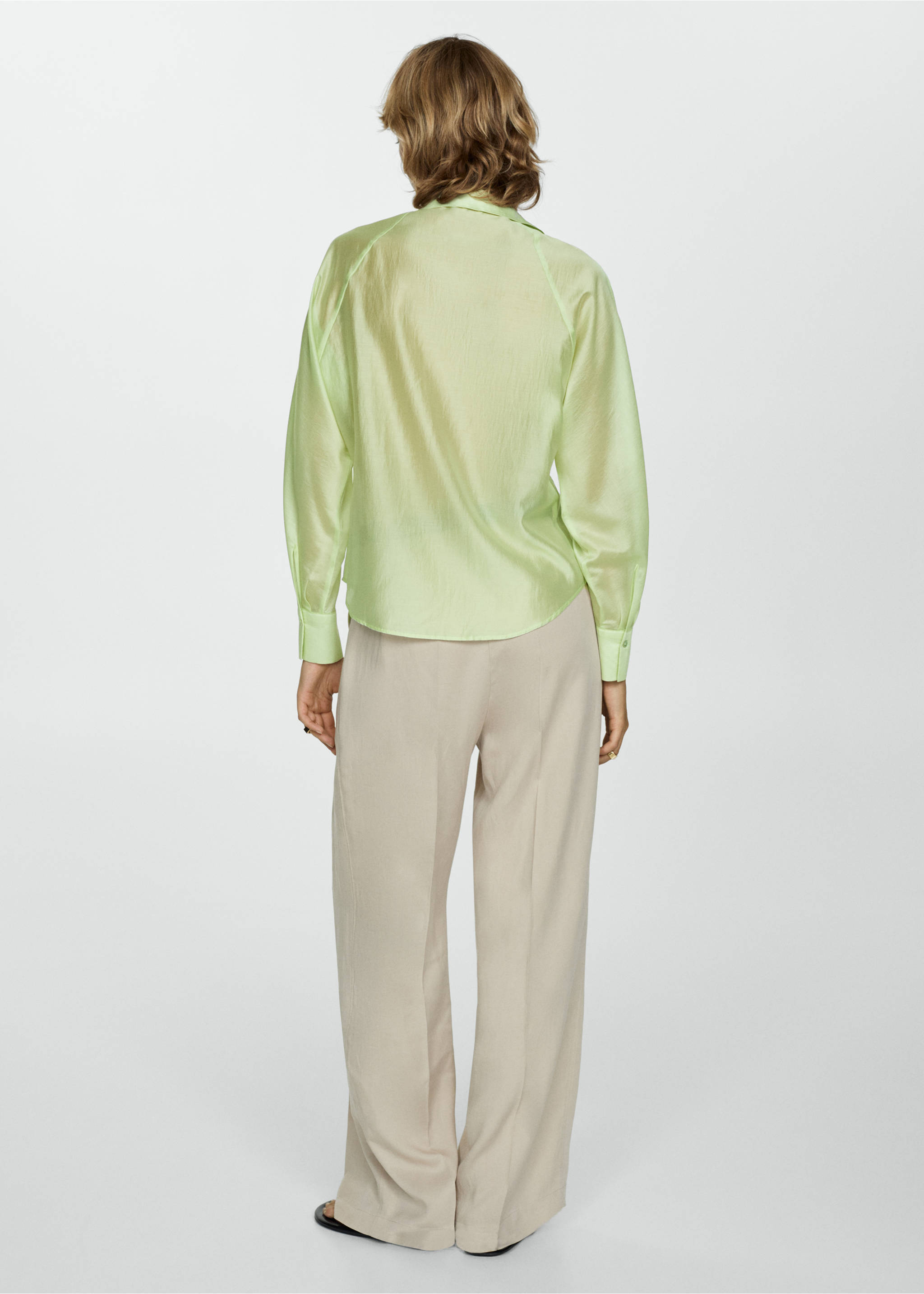 Satin lyocell shirt - Reverse of the article, Green. Ref: 77014023-00.