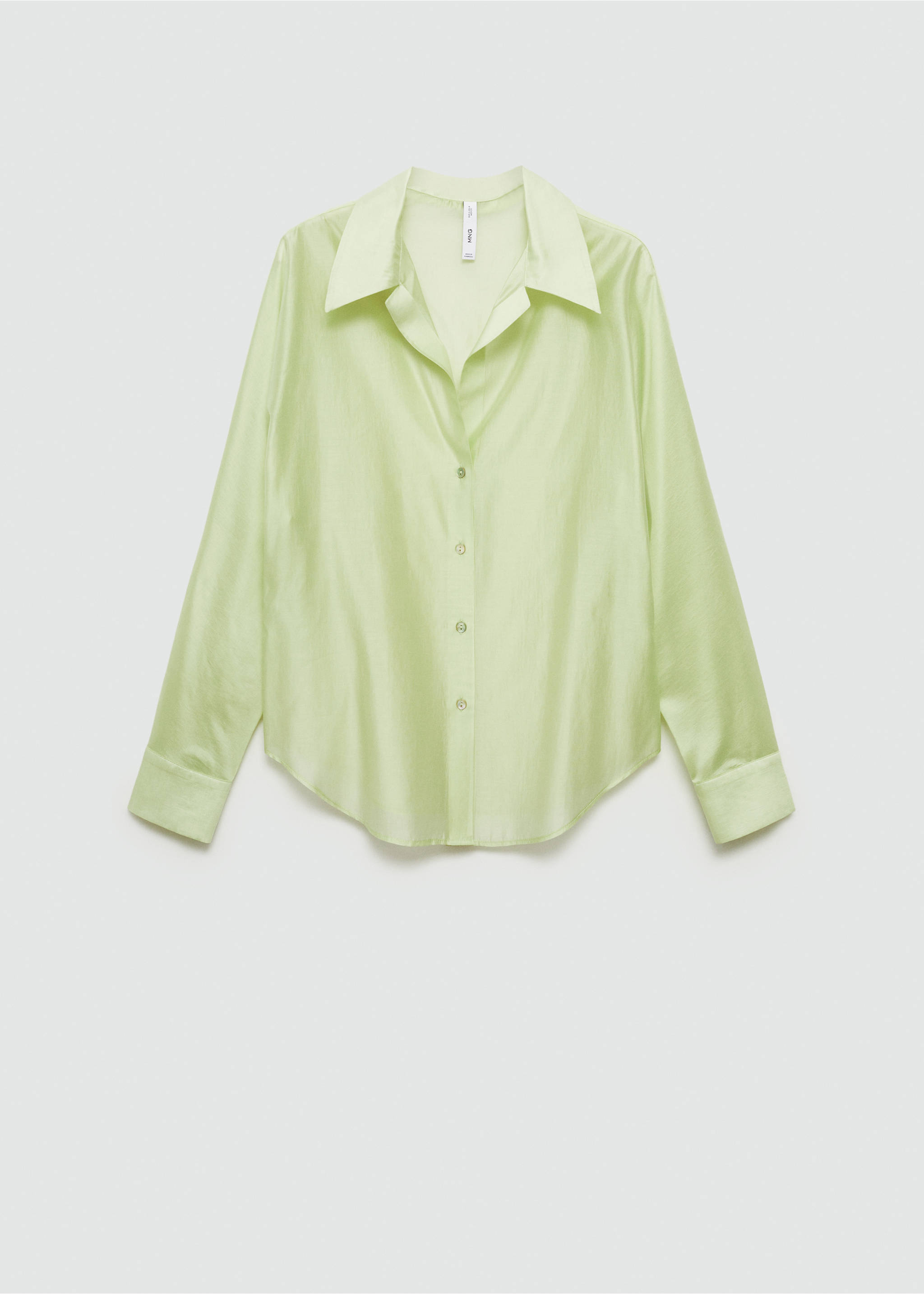 Satin lyocell shirt - Article without model, Green. Ref: 77014023-00.