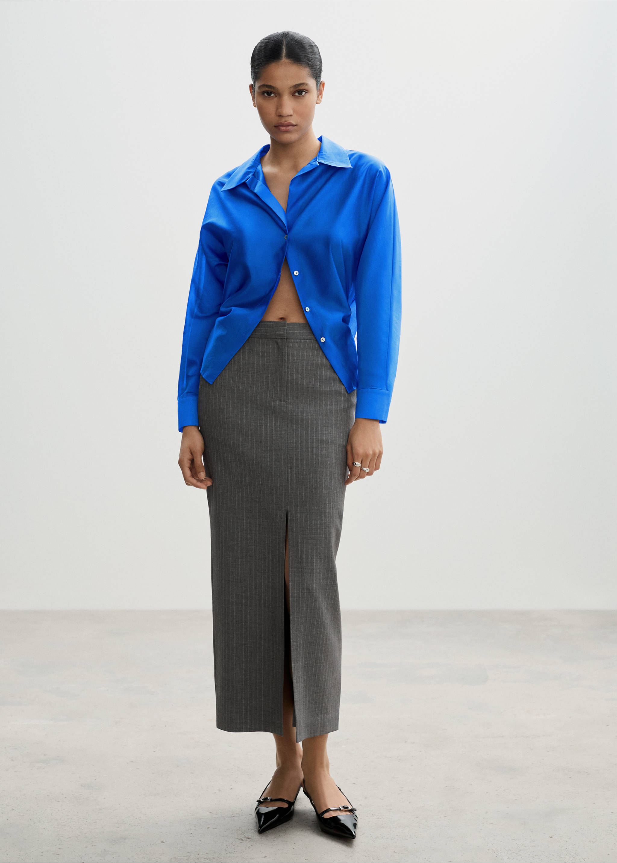 Satin lyocell shirt - General plane, Blue. Ref: 77014023-00.