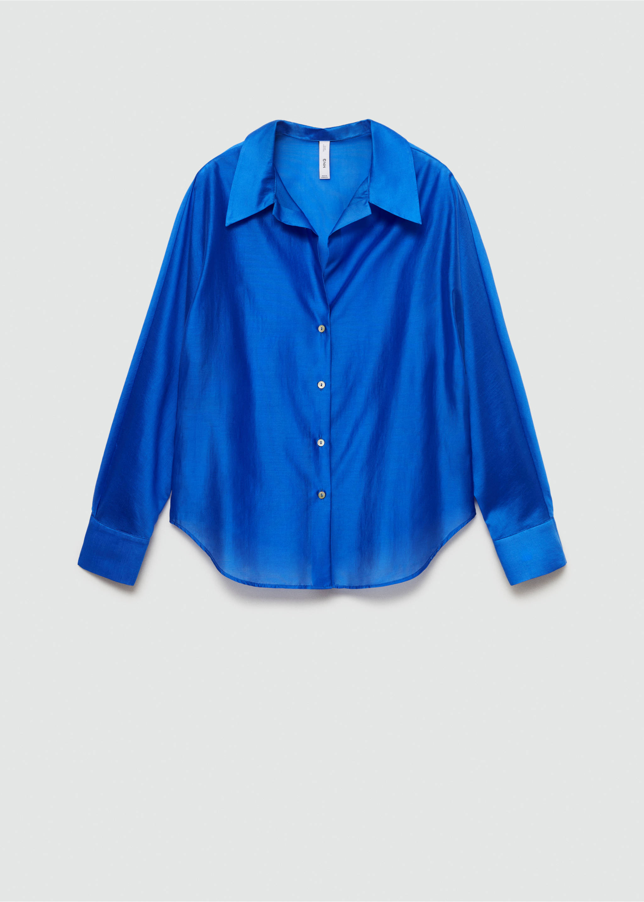 Satin lyocell shirt - Article without model, Blue. Ref: 77014023-00.