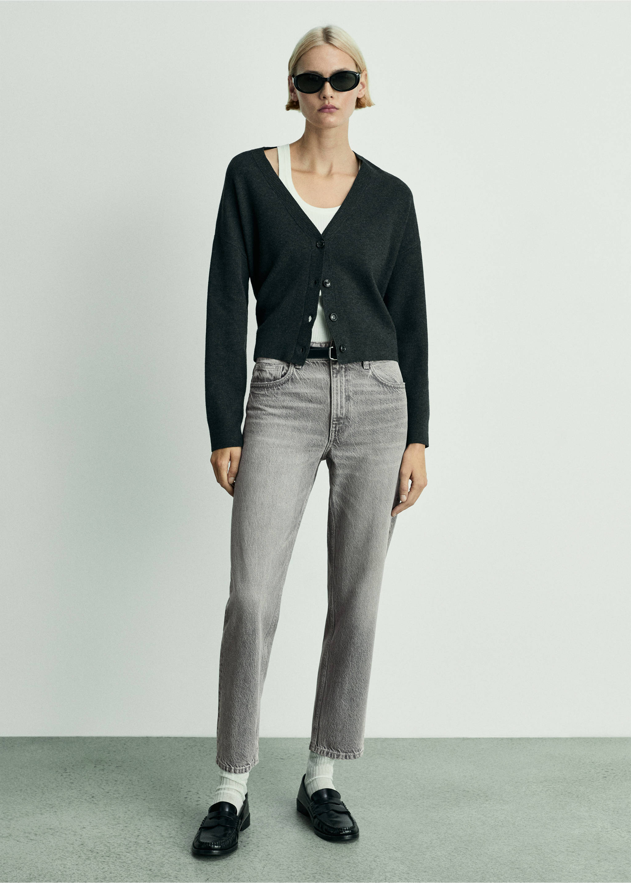 Mom2000 high-waist mom jeans - Overzichtstekening, Grijs denim. Ref: 77014024-00.