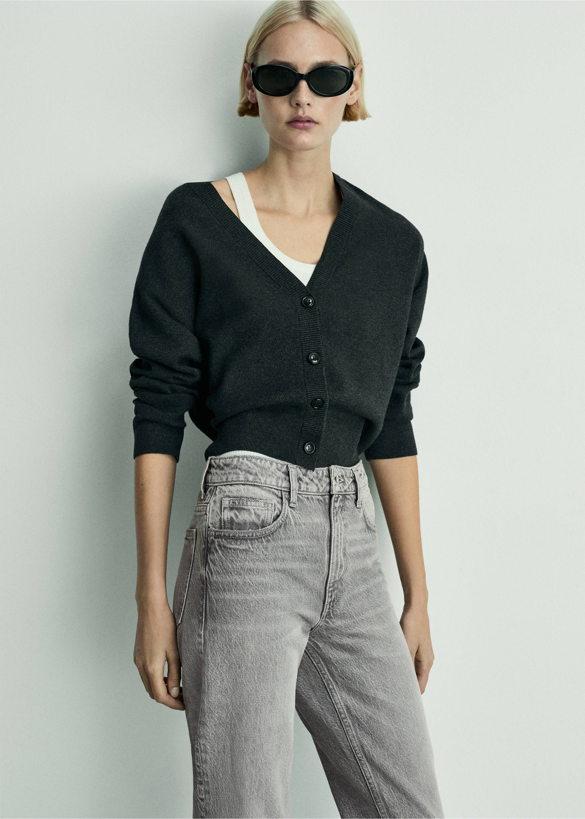 Mom2000 high-waist mom jeans - Detail van het artikel 1, Grijs denim. Ref: 77014024-00.