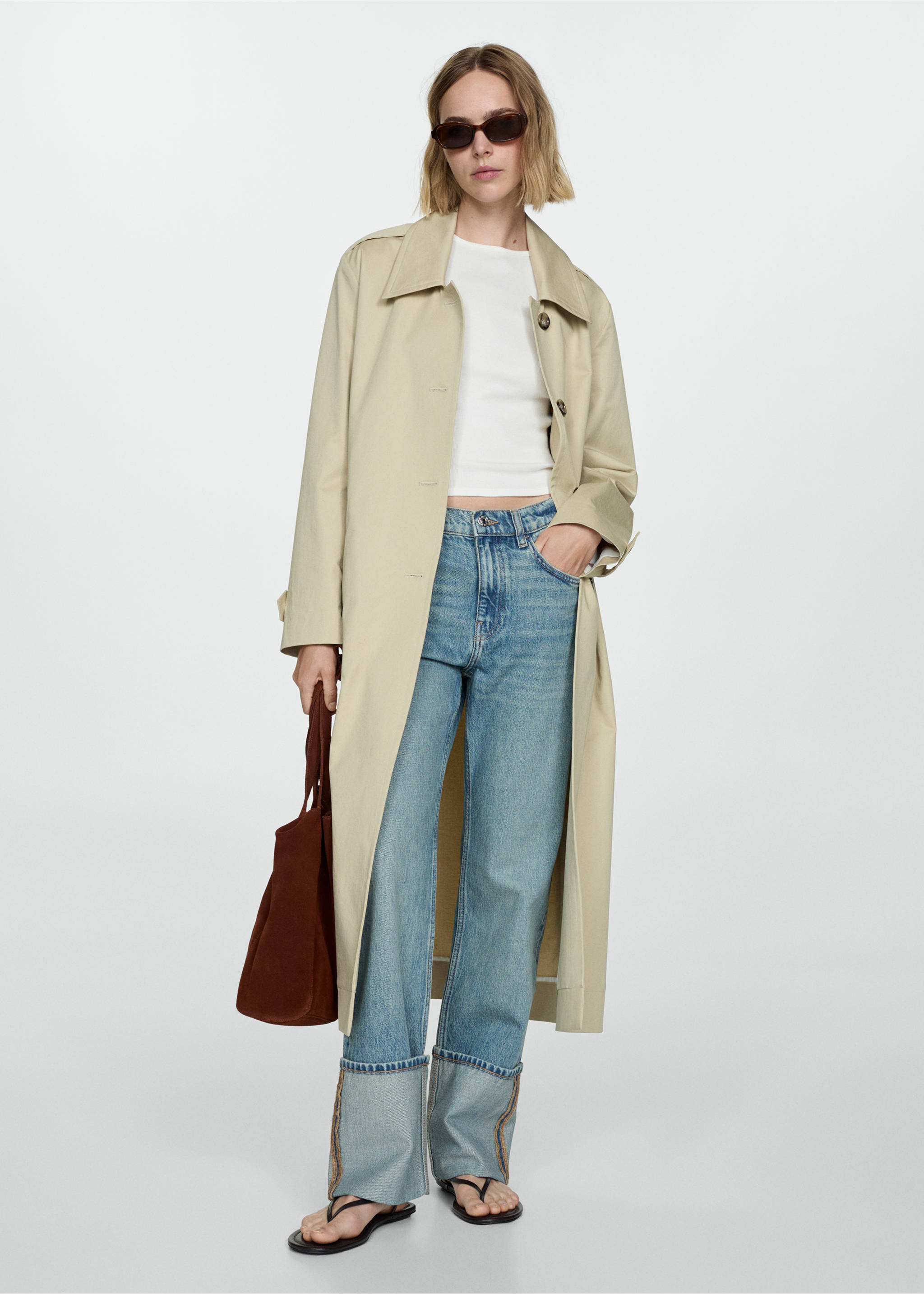 Straight jeans with turn-up - General plane, Medium Blue. Ref: 77014028-00.