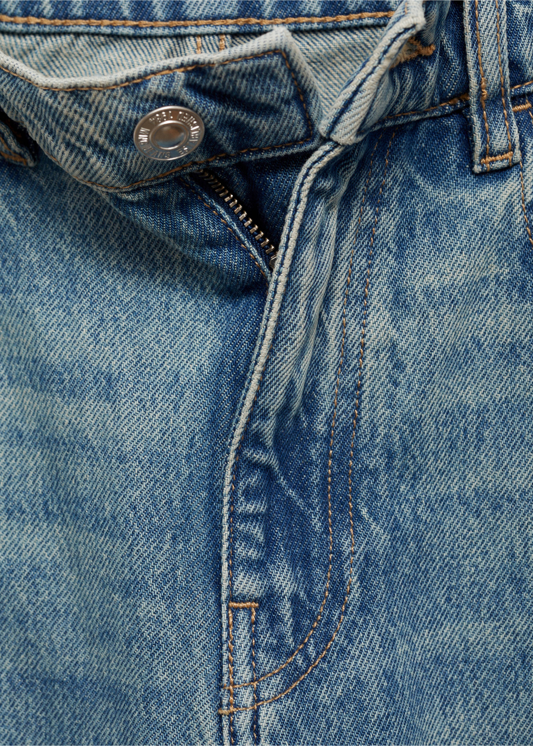 Straight jeans with turn-up - Details of the article 8, Medium Blue. Ref: 77014028-00.