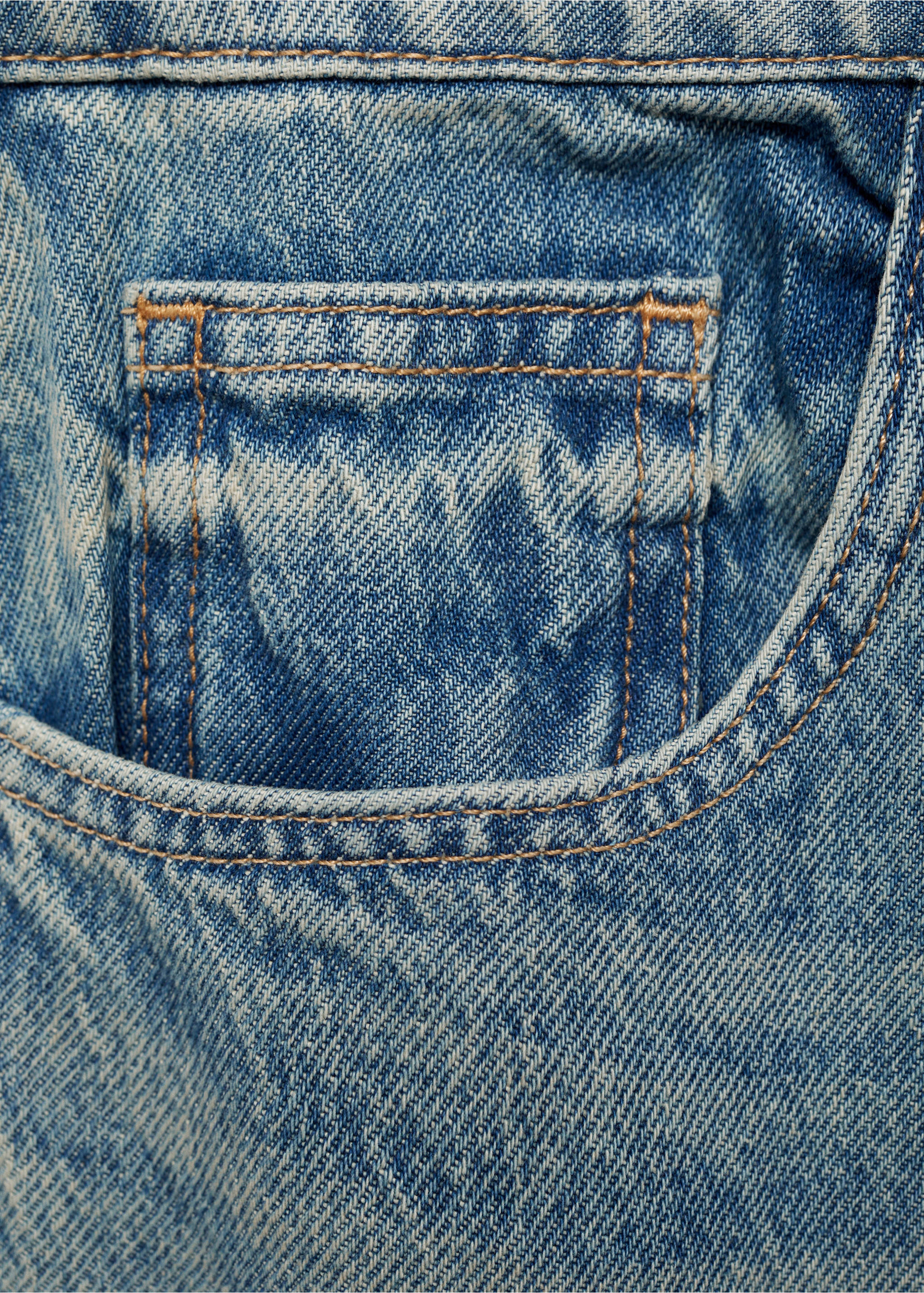 Straight jeans with turn-up - Details of the article 0, Medium Blue. Ref: 77014028-00.