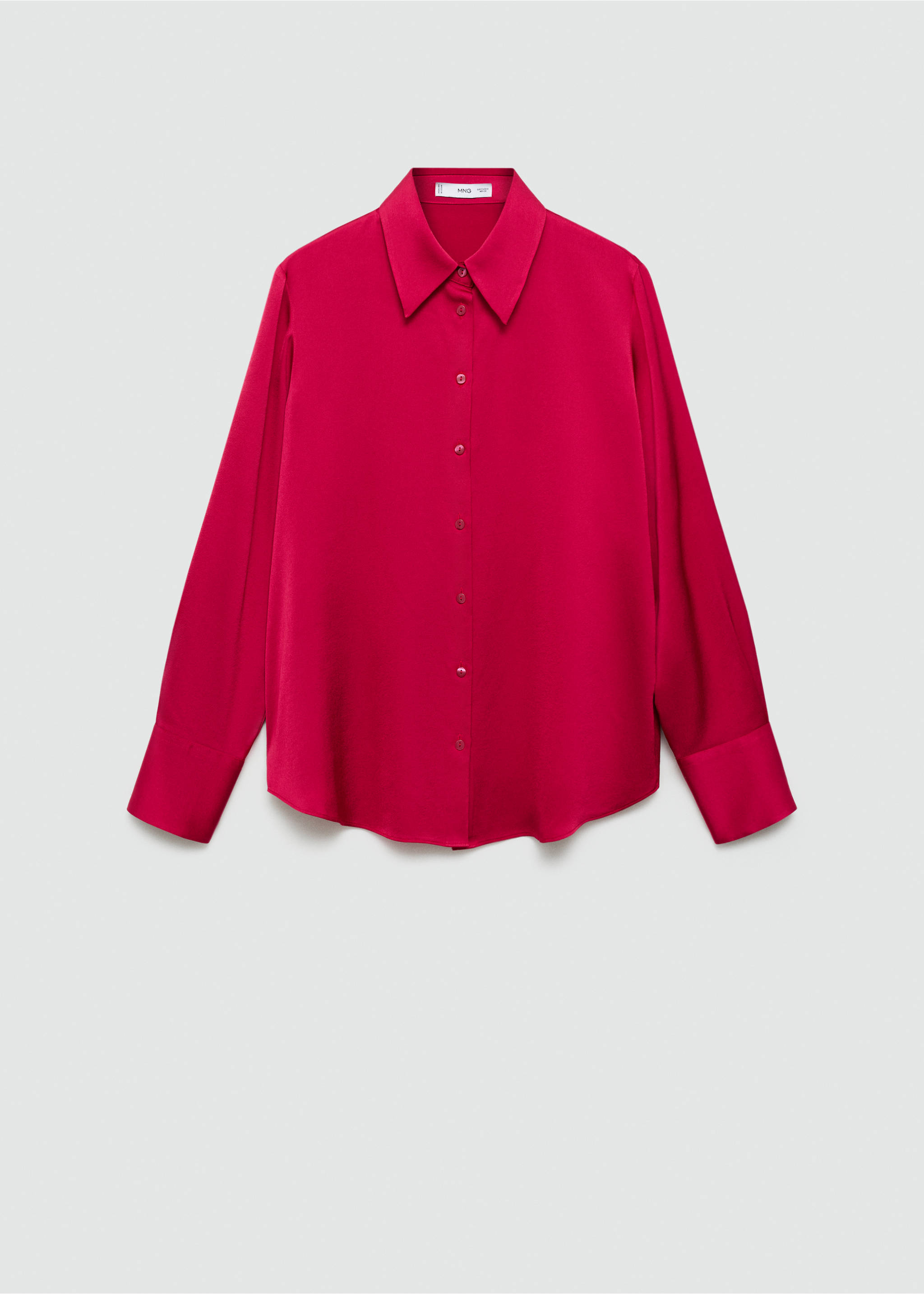 Satin finish flowy shirt - Article without model, Fuchsia. Ref: 77014032-00.
