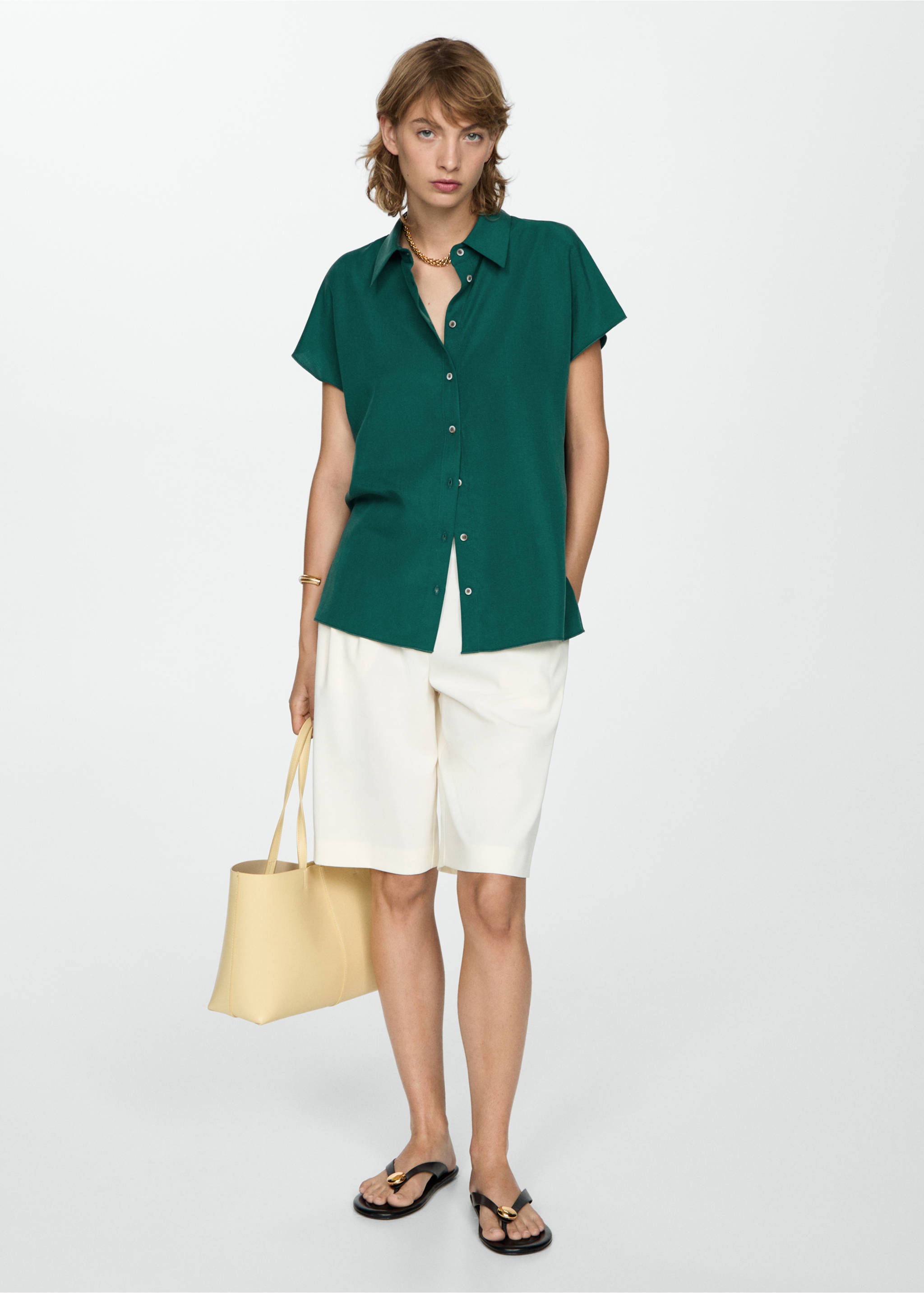 Kurzarmhemd aus Lyocell - Allgemeine Ansicht, Grün. Ref: 77014034-00.