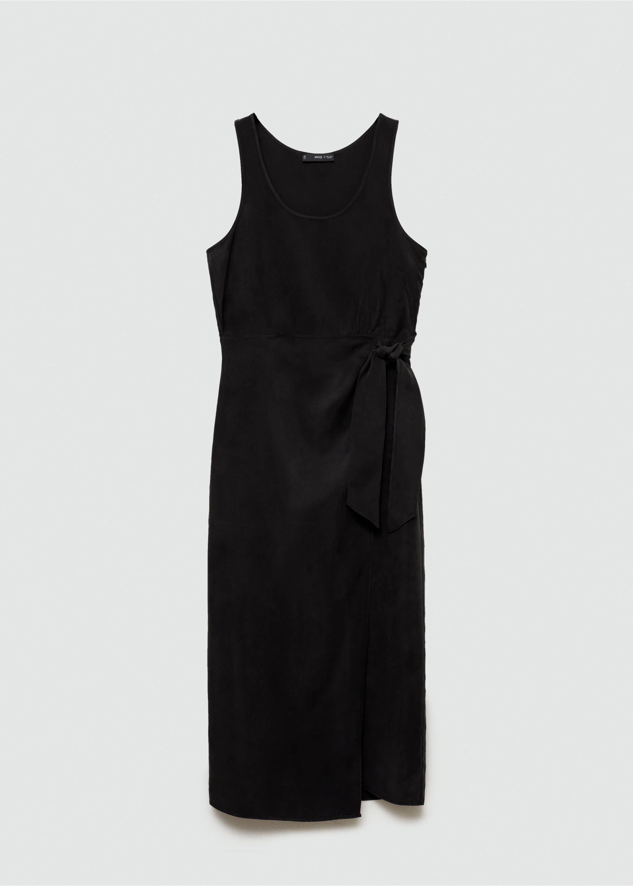 Cupro dress with side knot - Article without model, Charcoal. Ref: 77014036-00.