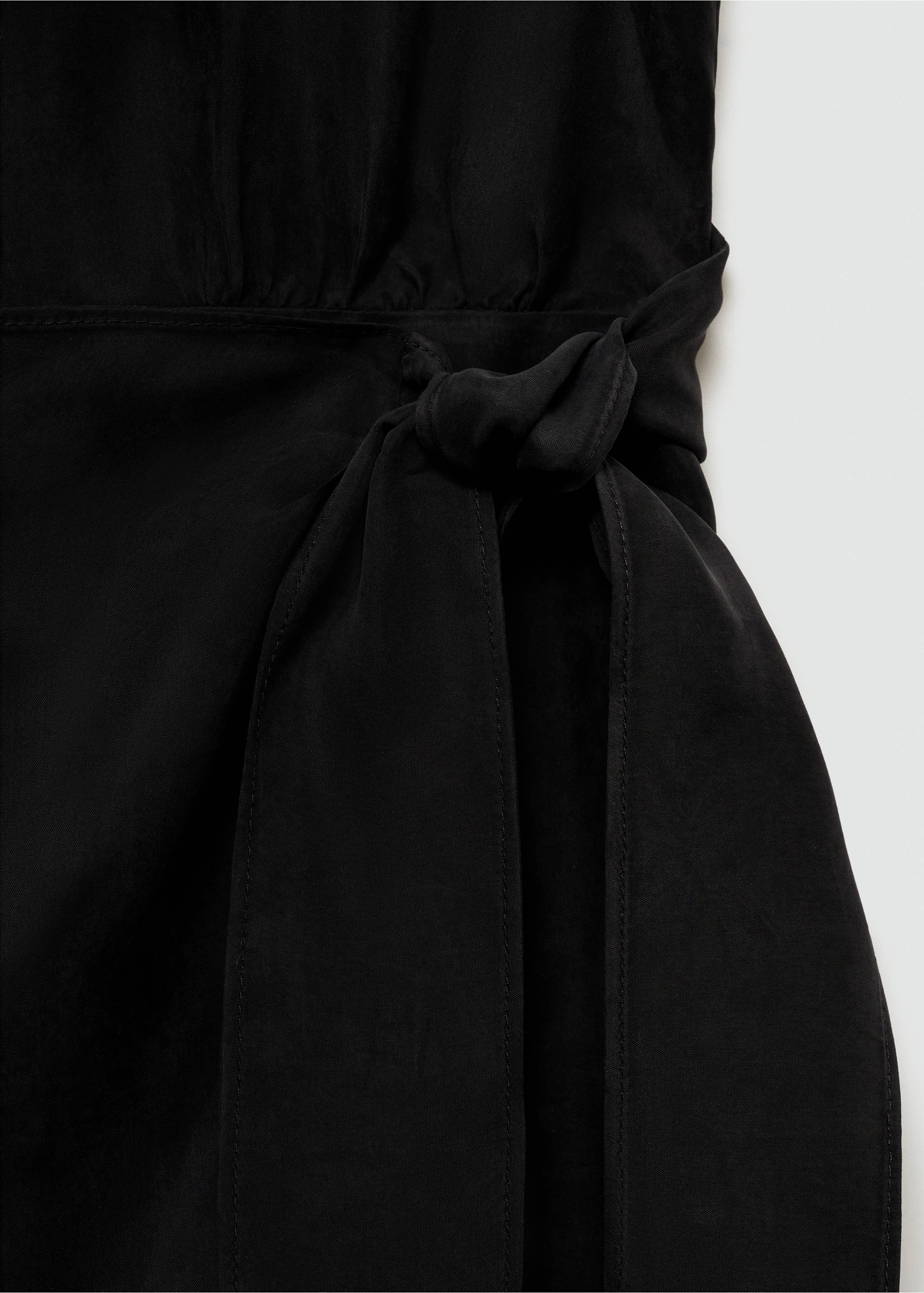 Cupro dress with side knot - Details of the article 8, Charcoal. Ref: 77014036-00.