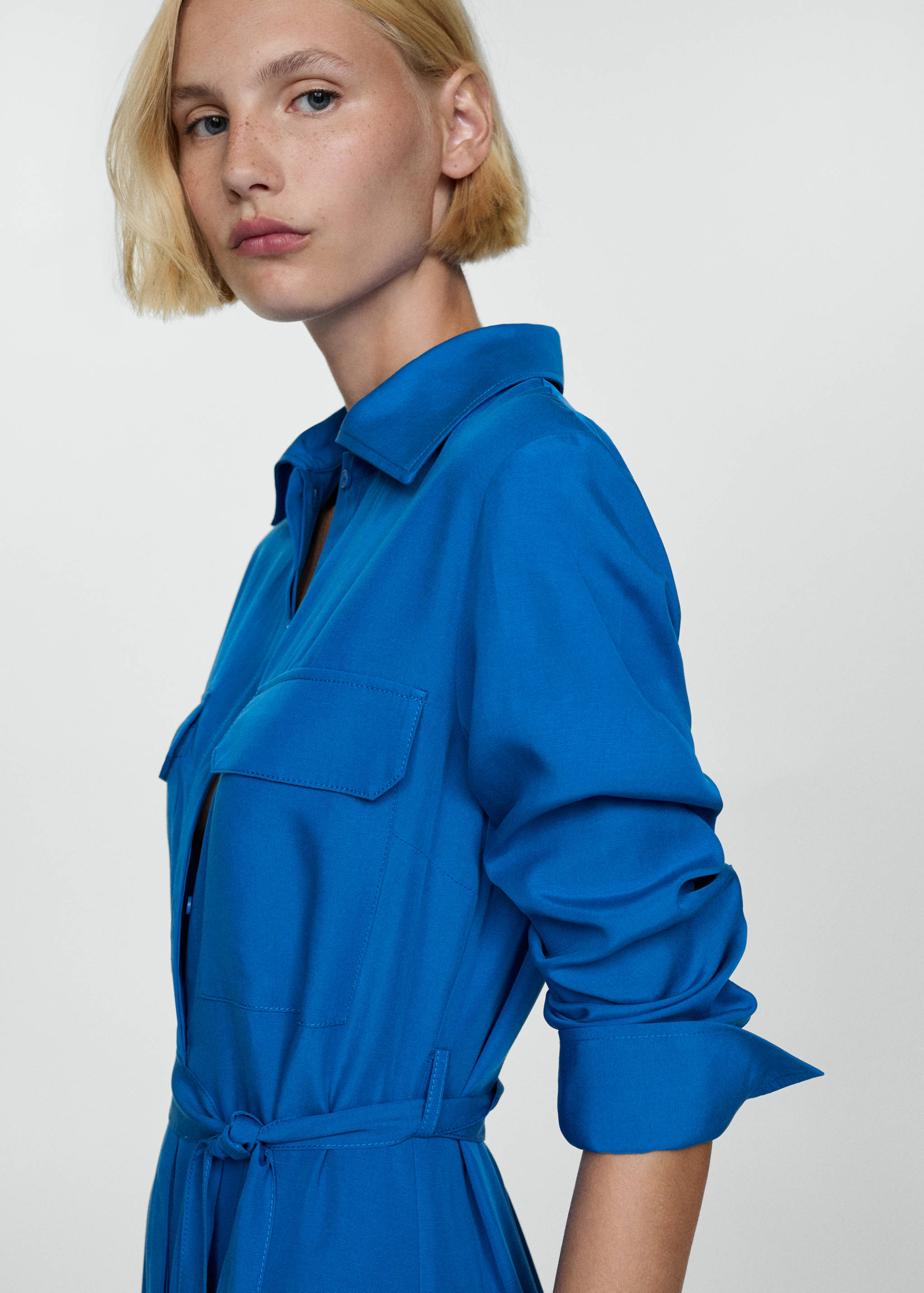 Lyocell shirt dress with bow - Medium plane