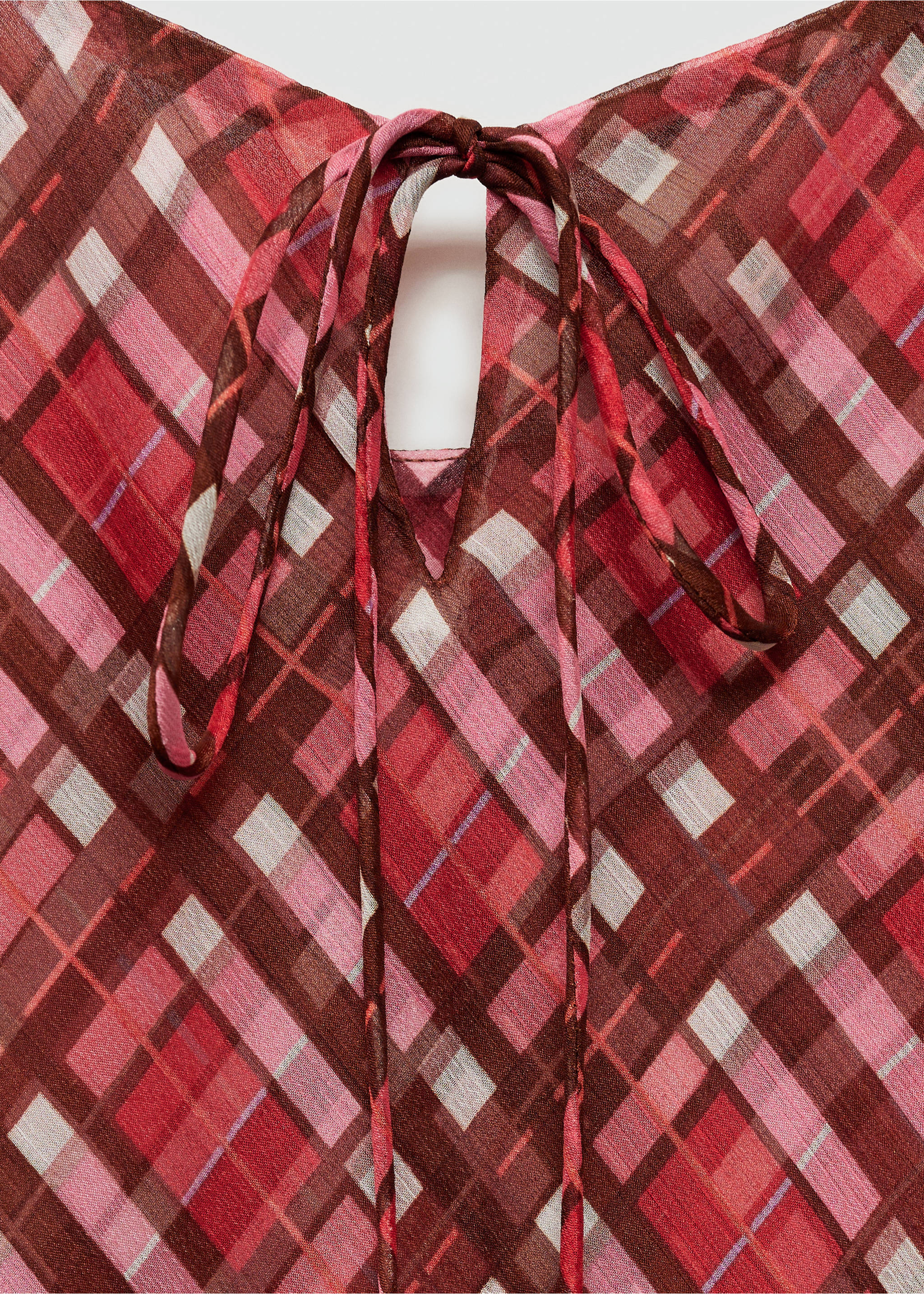 Check long dress - Details of the article 8, Maroon. Ref: 77014038-00.