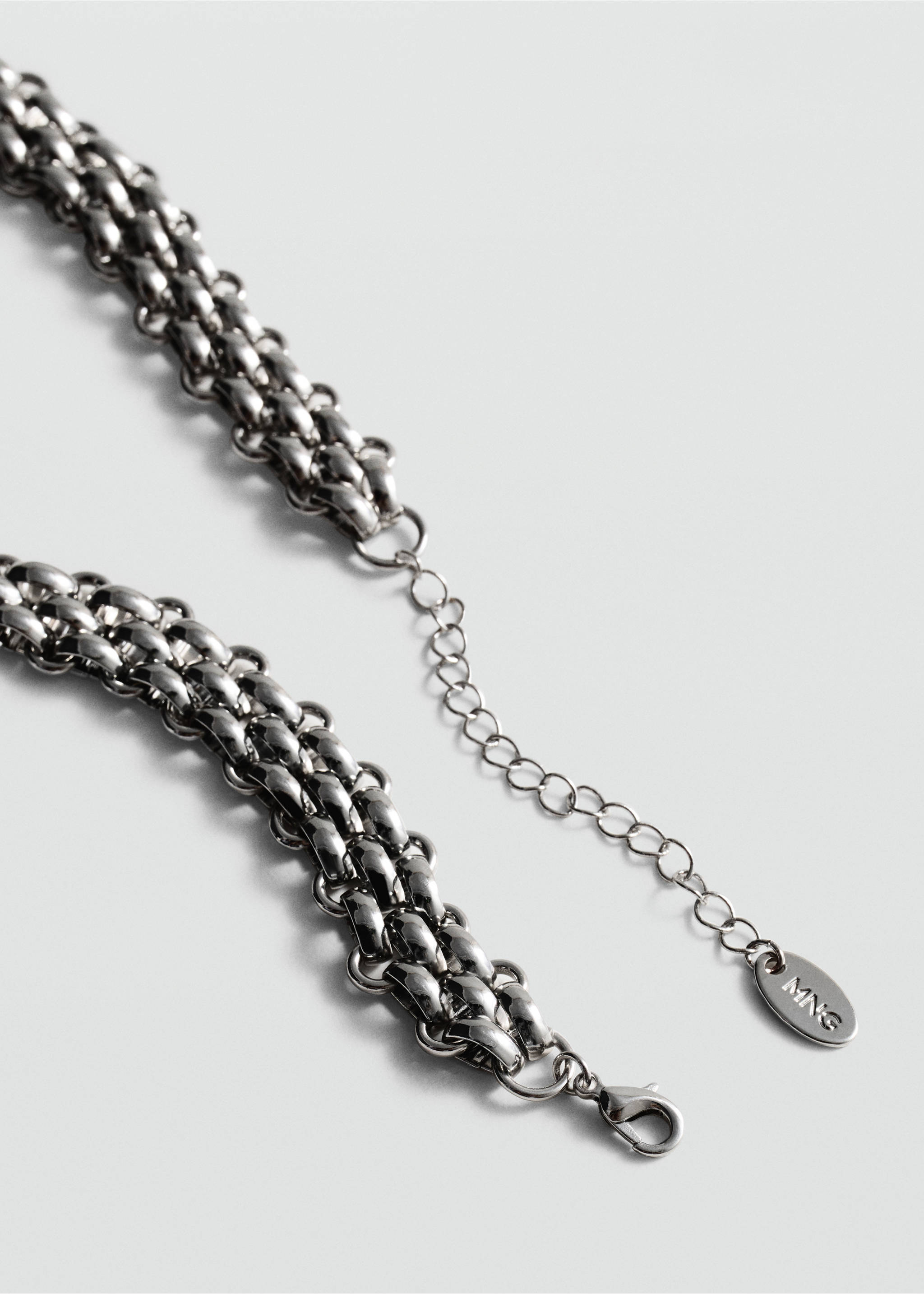 Link necklace - Medium plane, Silver. Ref: 77014057-00.