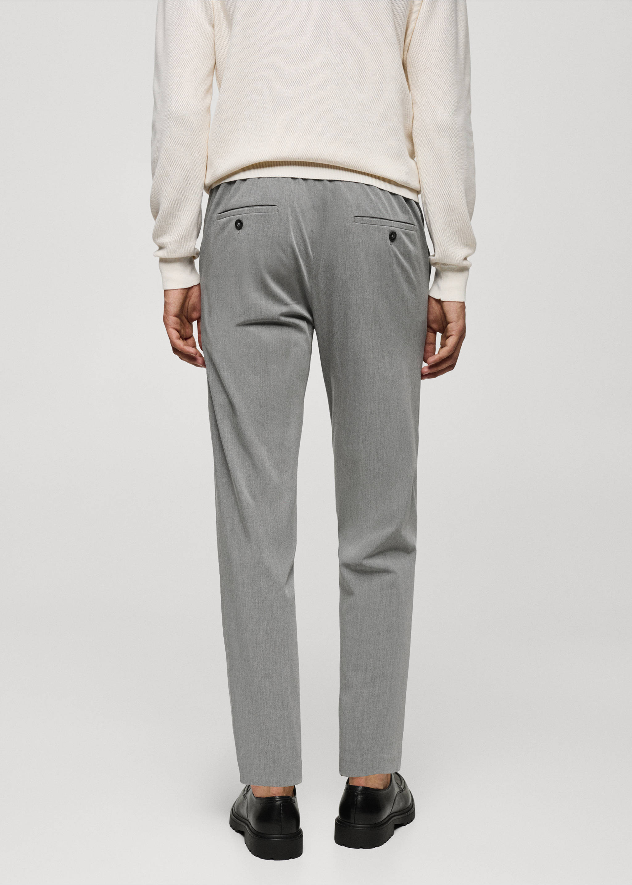 Stretch fabric slim-fit trousers - Reverse of the article, Grey. Ref: 77014436-00.