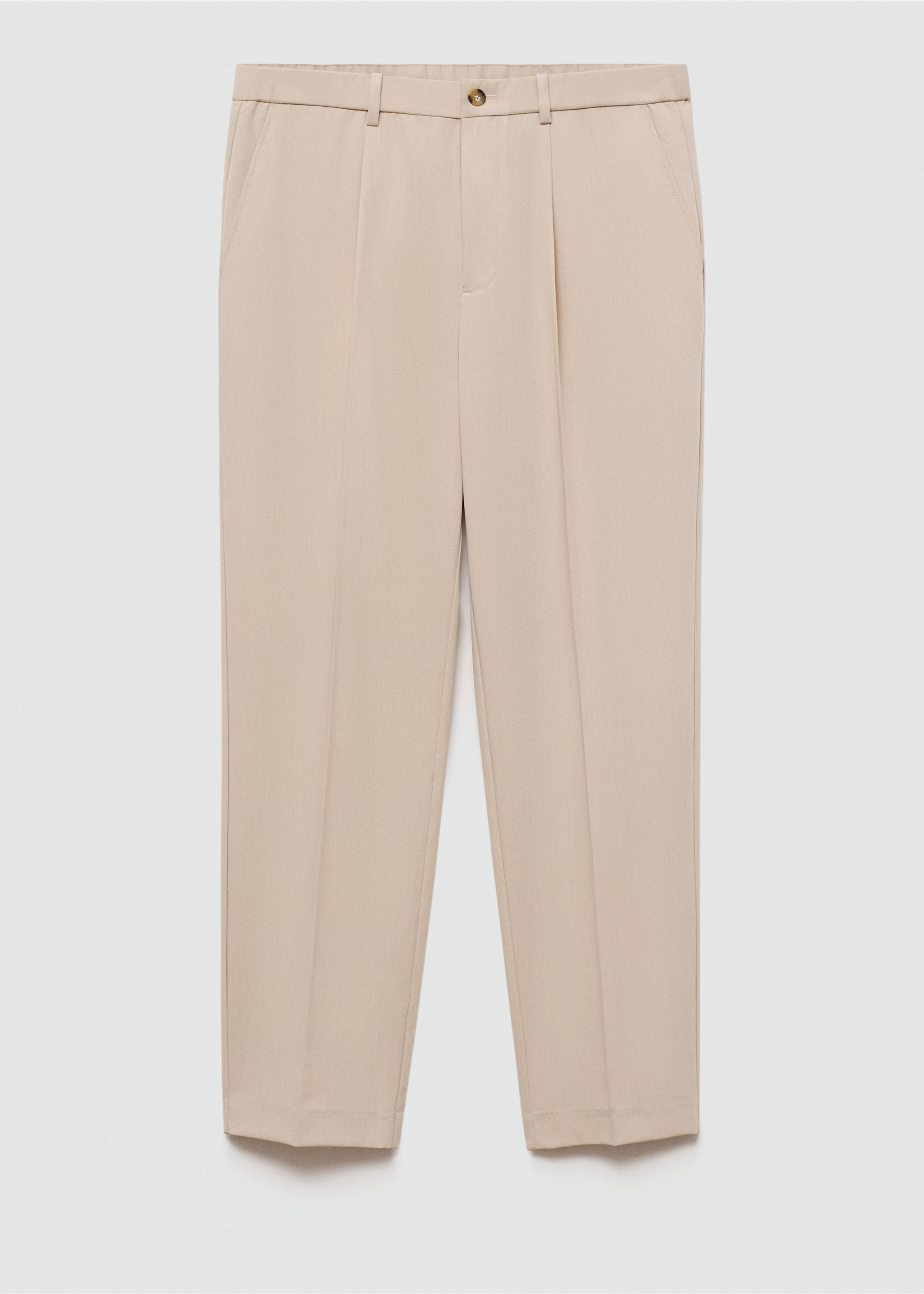 Fließende Regular Fit-Bundfaltenhose - Artikel ohne Model, Eisgrau. Ref: 77014437-00.