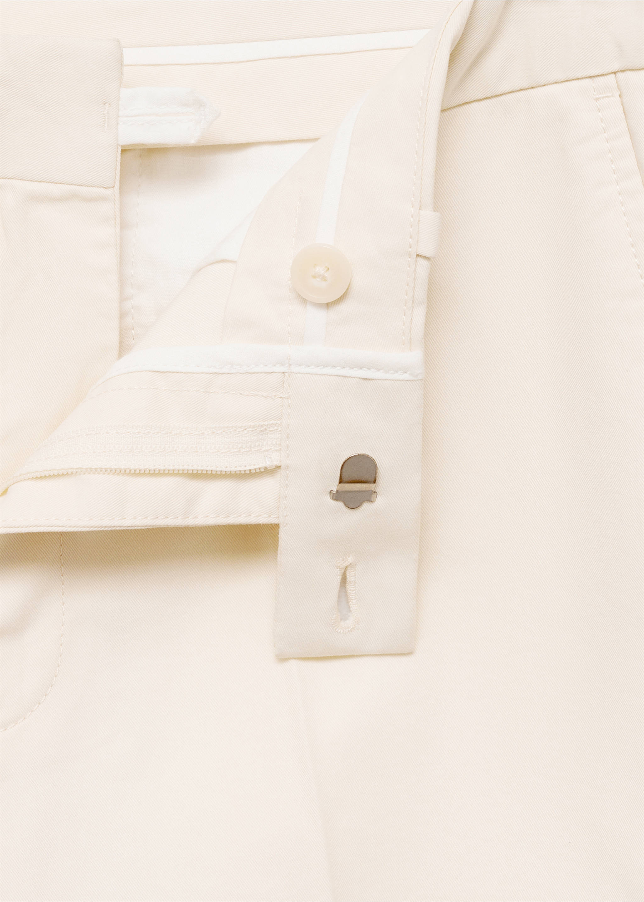 Regular-fit tencel cotton trousers - Details of the article 8, Ecru. Ref: 77014438-00.