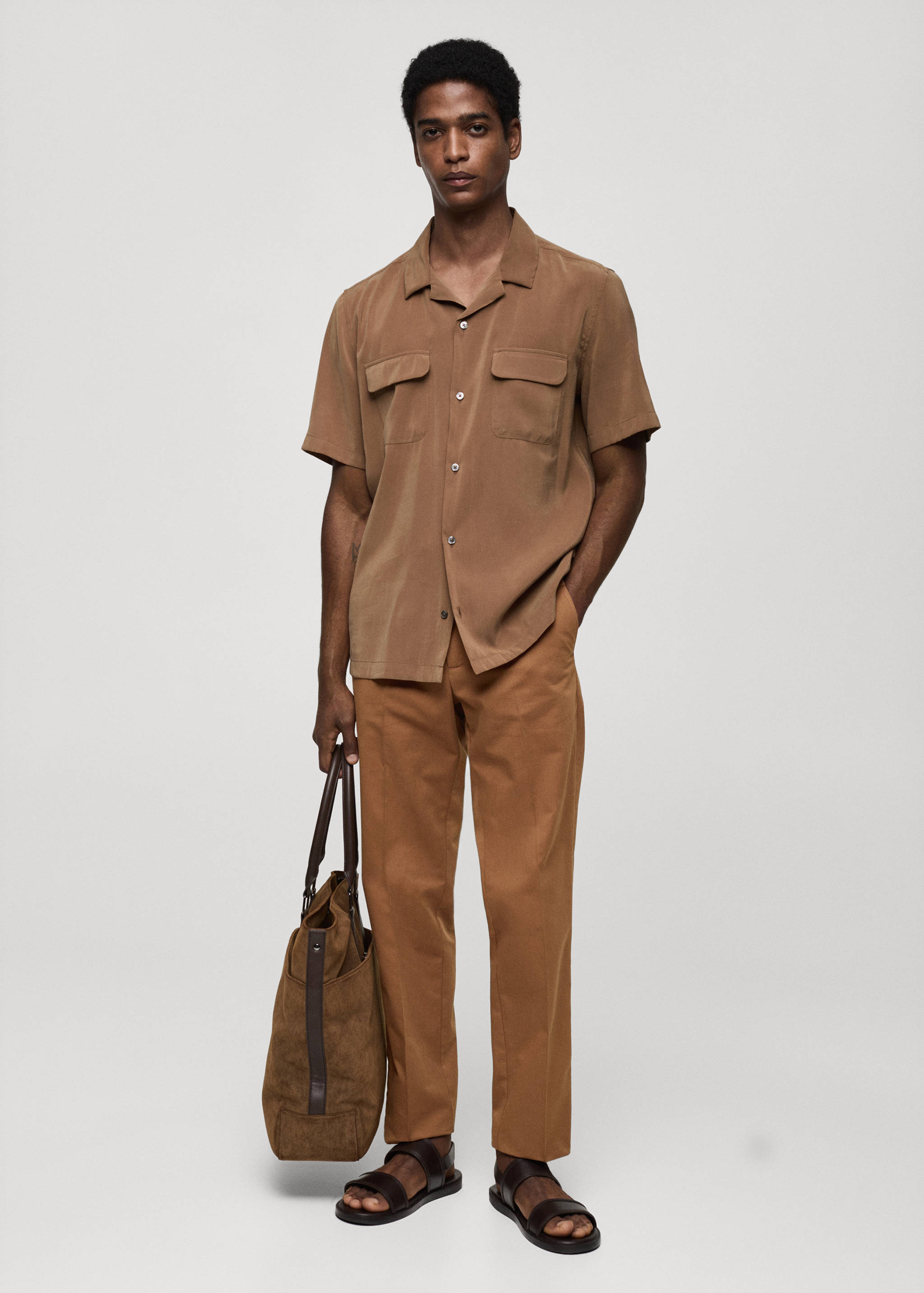 Regular-fit tencel cotton trousers - General plane