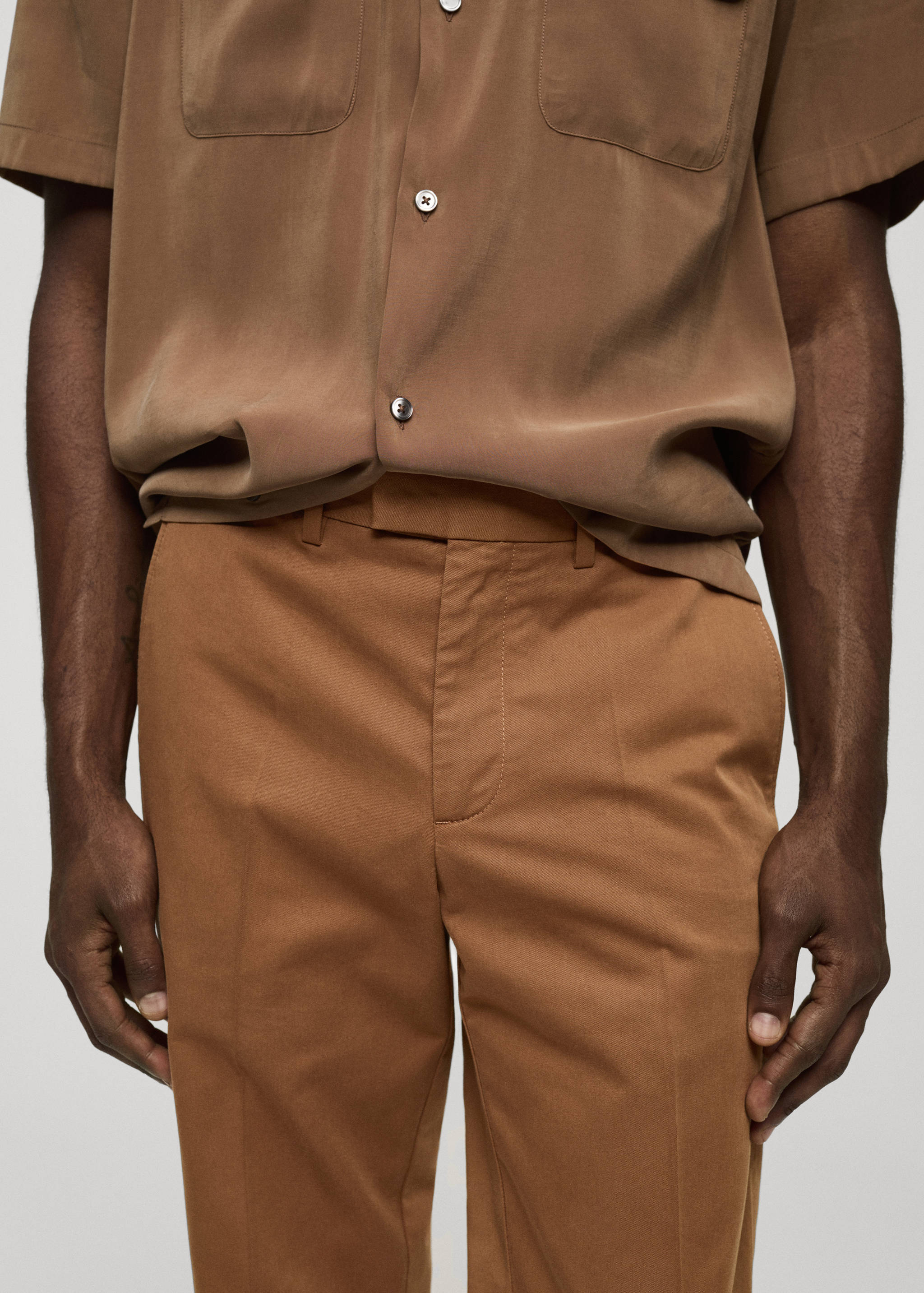 Regular-fit tencel cotton trousers - Details of the article 1