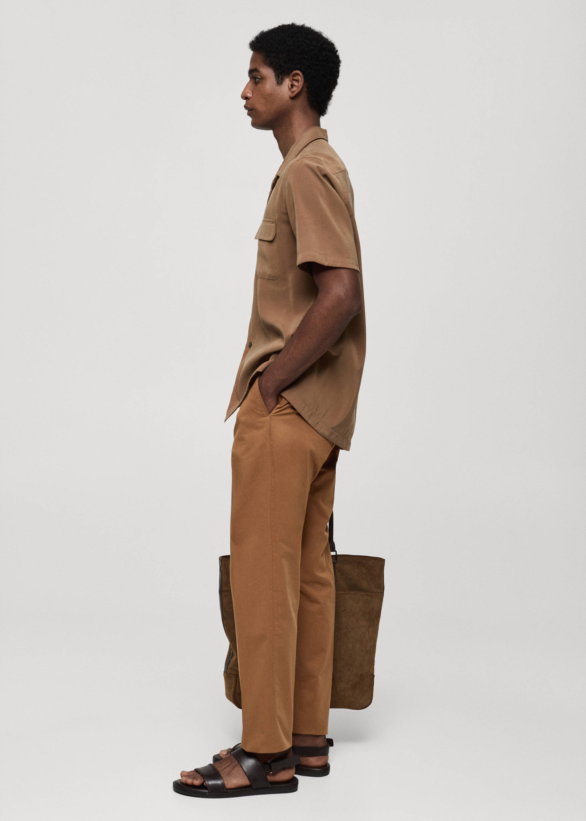Regular-fit tencel cotton trousers - Details of the article 2
