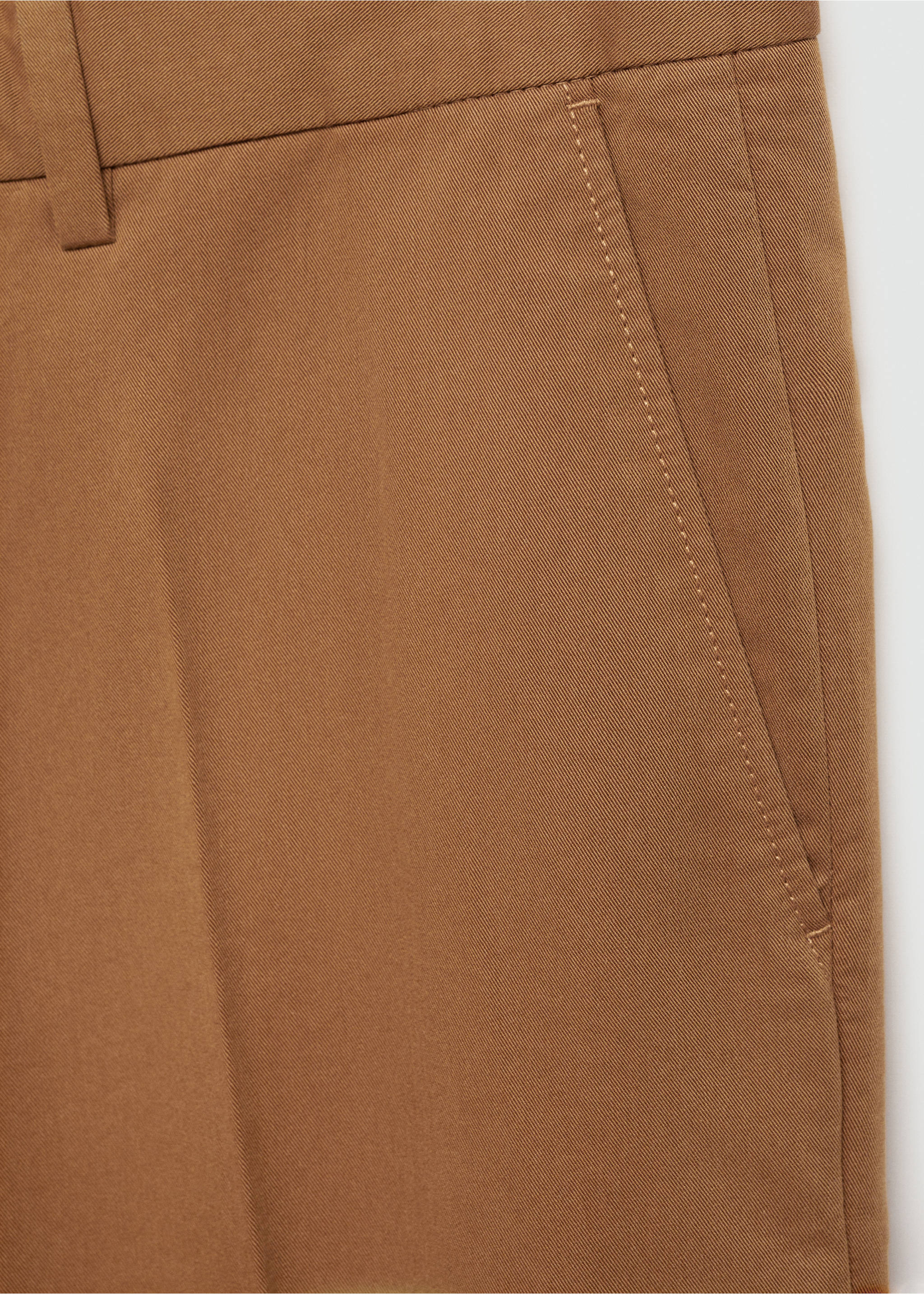 Regular-fit tencel cotton trousers - Details of the article 0, Caramel. Ref: 77014438-00.