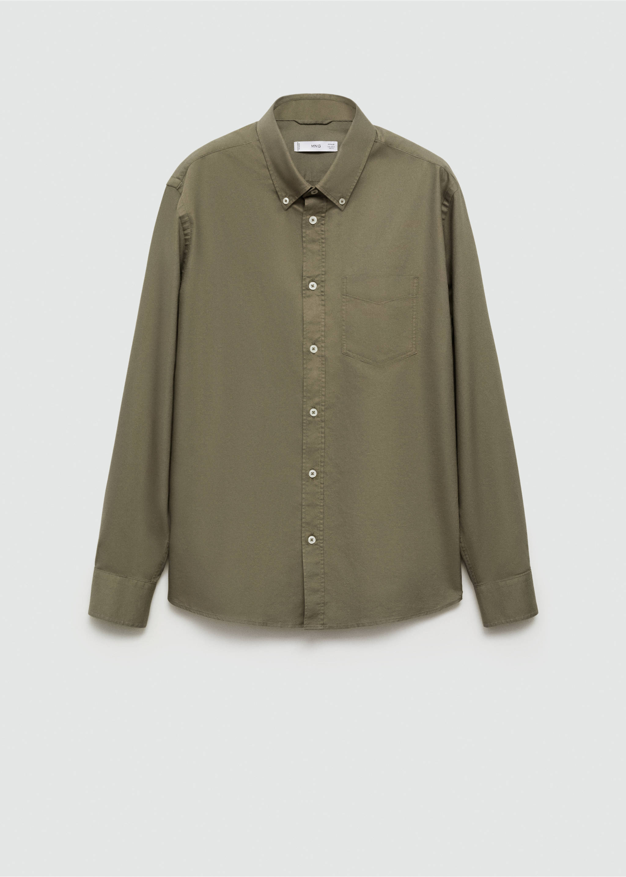 Regular fit Oxford cotton shirt - Article without model, Khaki. Ref: 77014442-00.