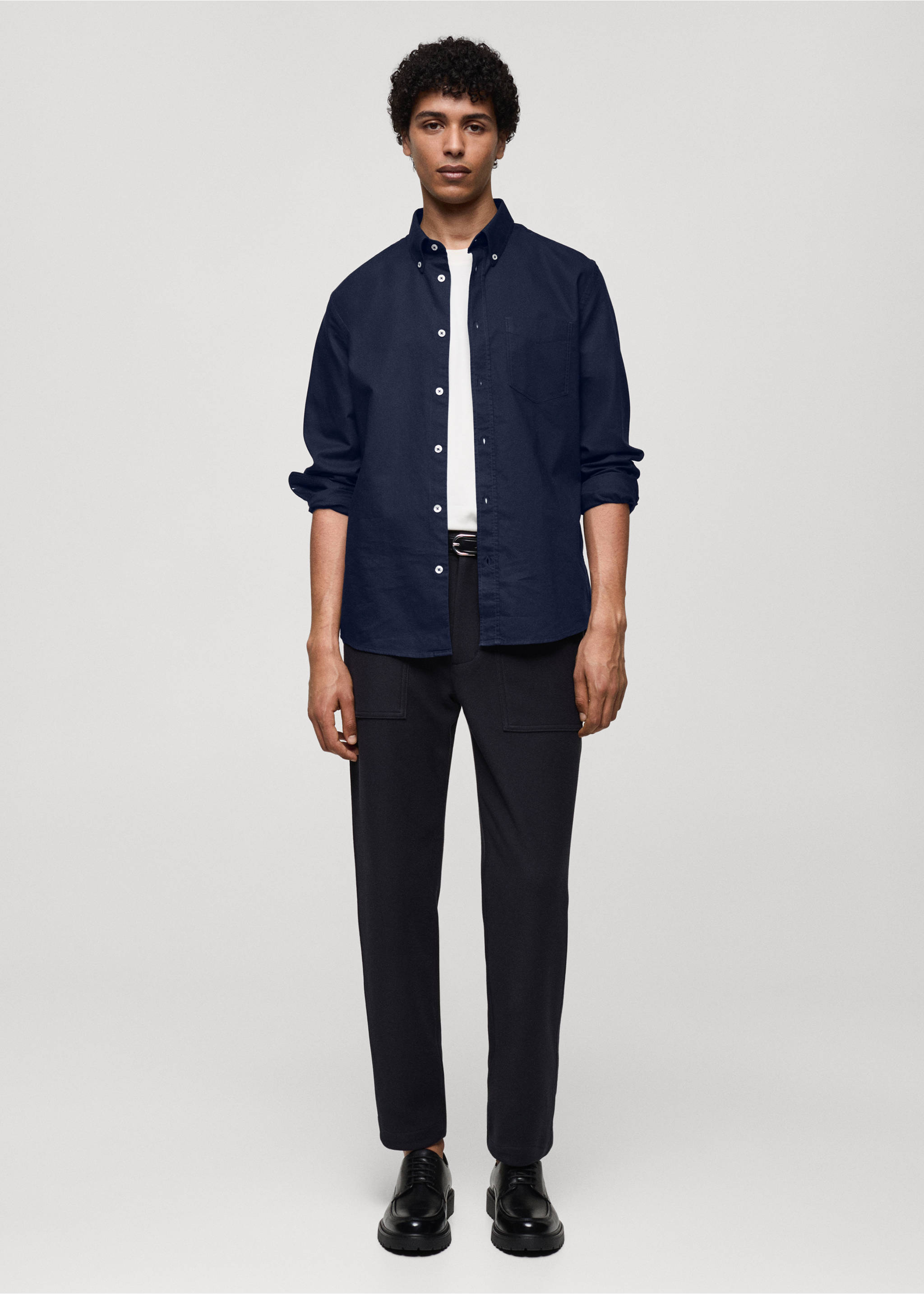 Chemise regular fit coton Oxford - Plan général, Bleu marine foncé. Ref: 77014442-00.