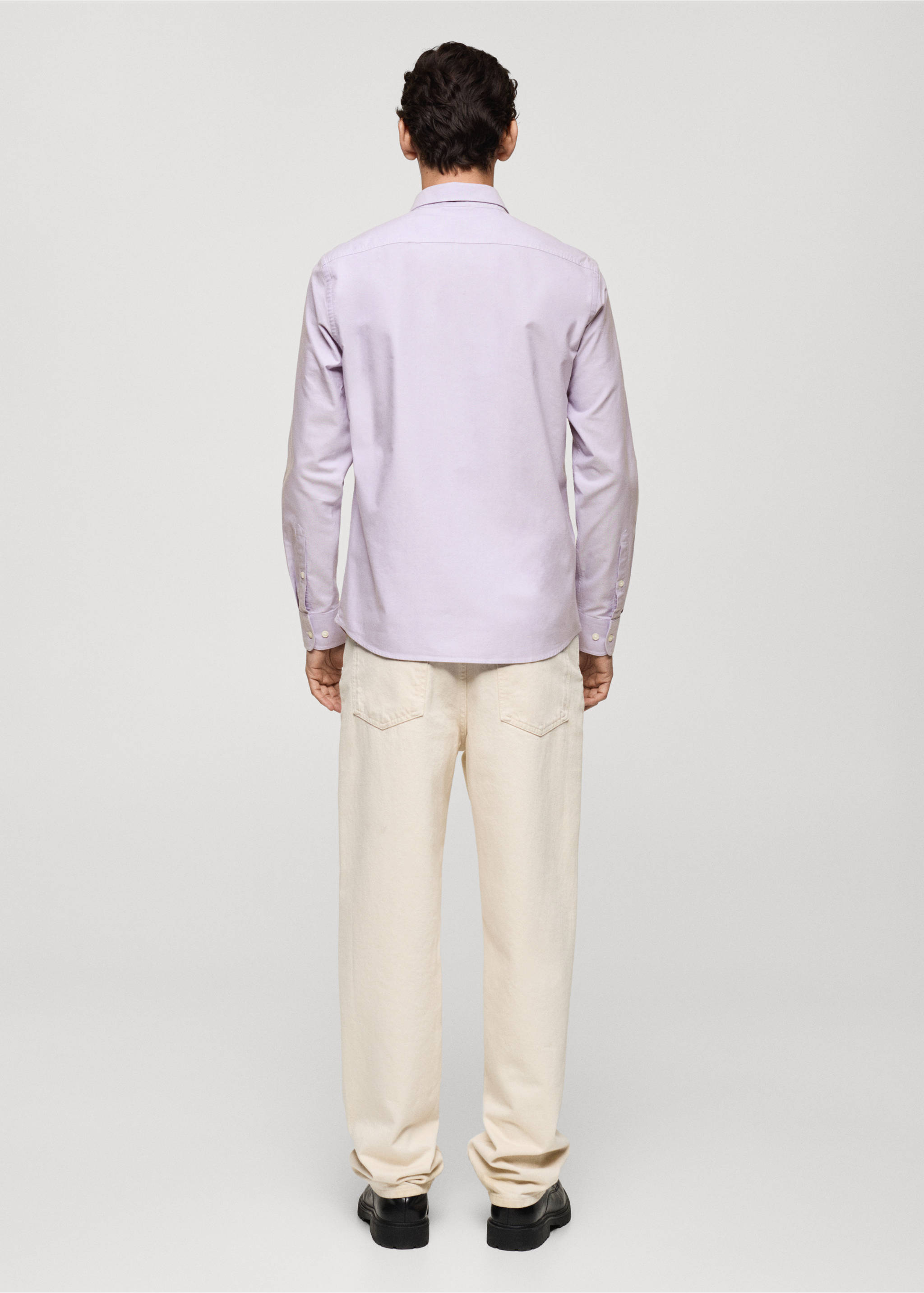 Regular fit Oxford cotton shirt - Reverse of the article, Violet. Ref: 77014442-00.