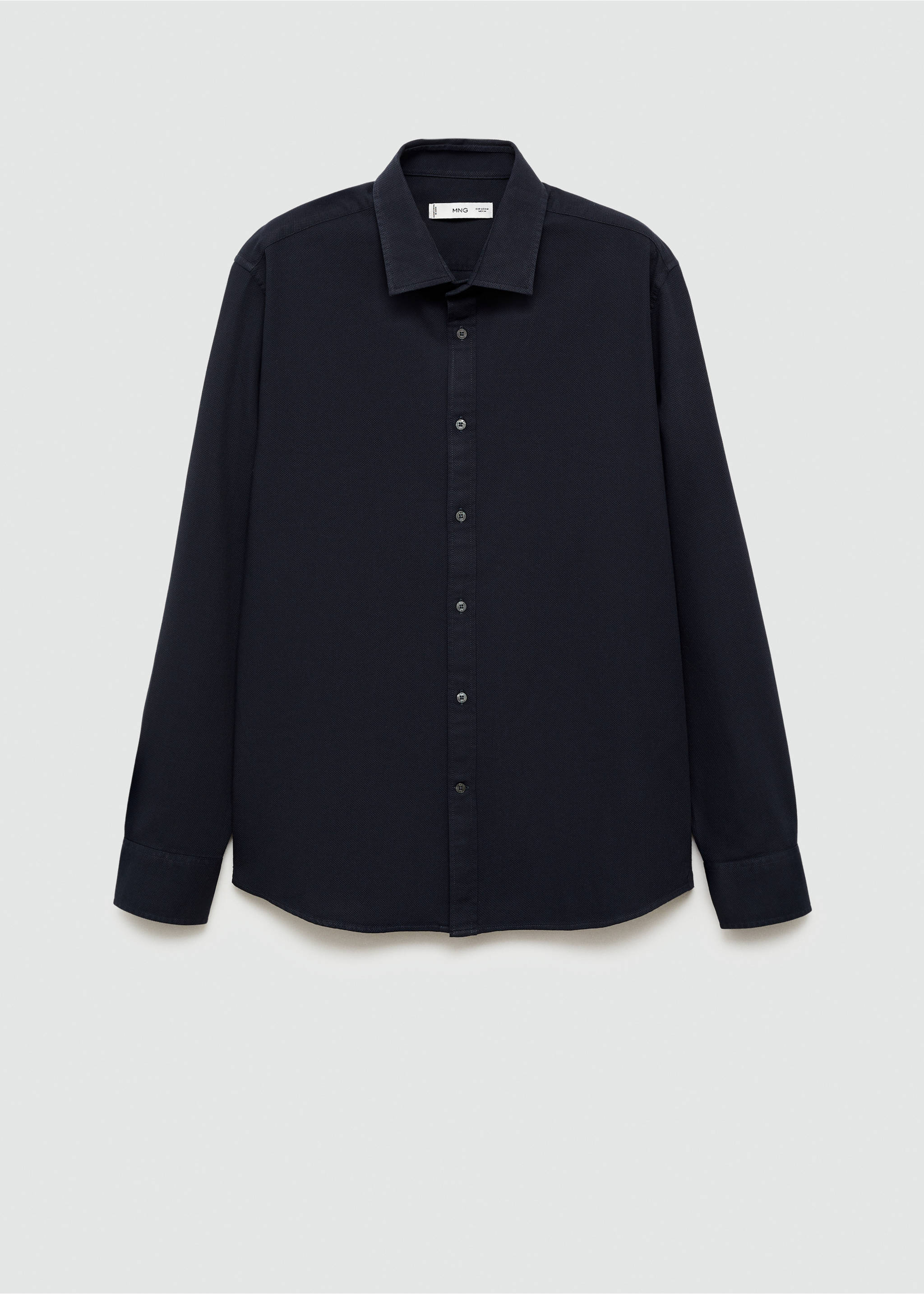 Strukturiertes Regular Fit-Hemd aus 100 % Baumwolle - Artikel ohne Model, Dunkles Marineblau. Ref: 77014443-00.