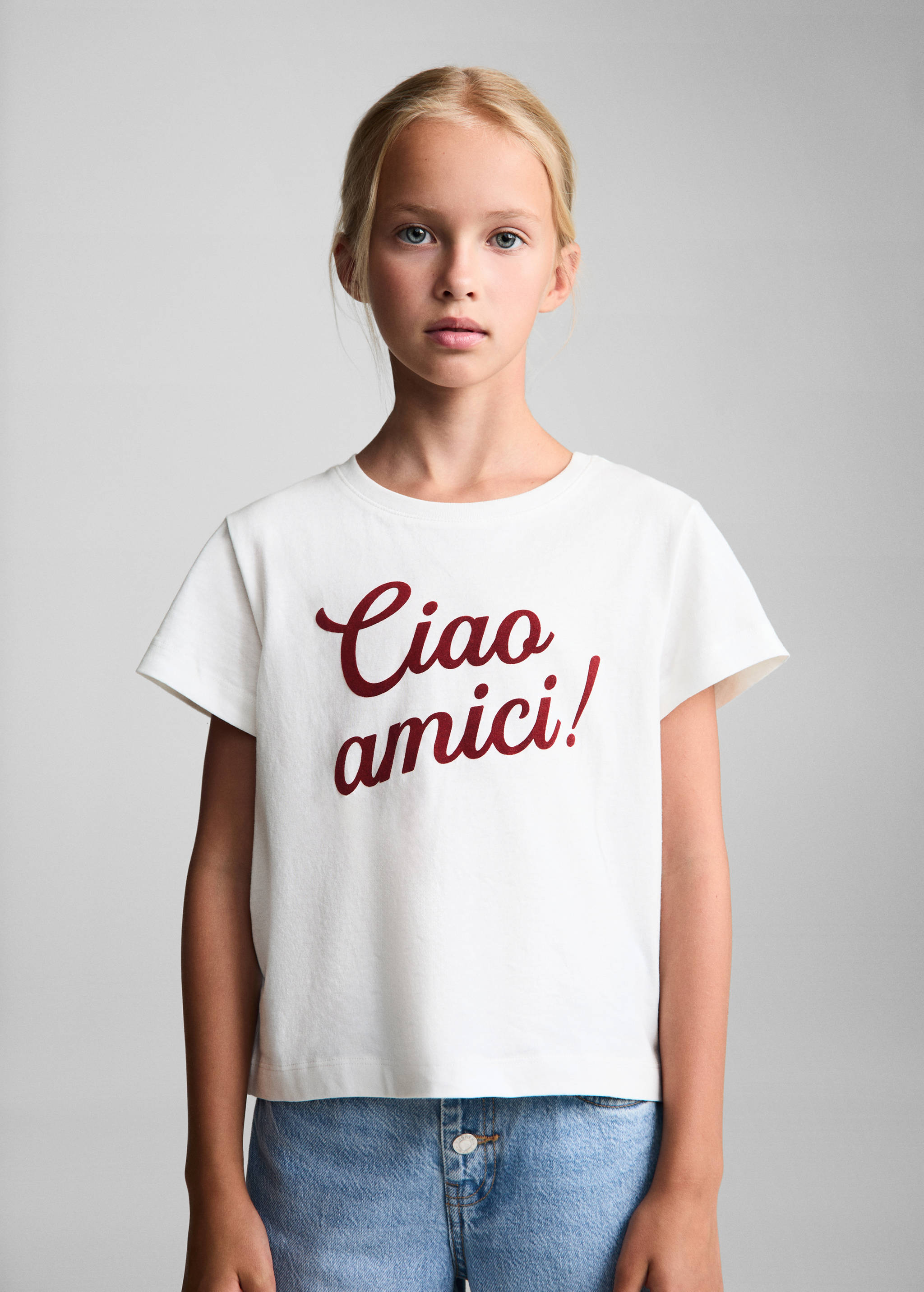 Bedrucktes Baumwoll-T-Shirt - Mittlere Ansicht