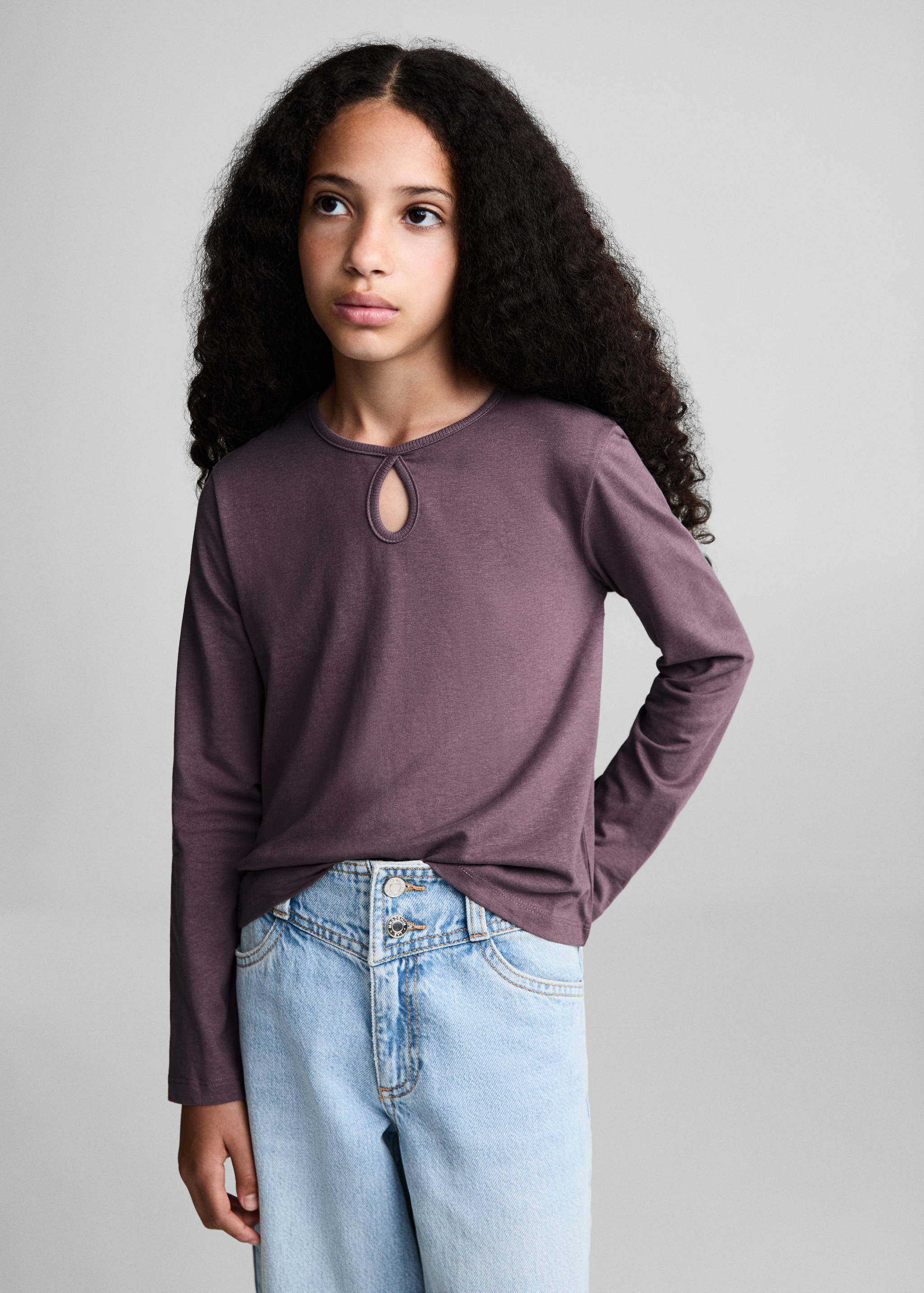 Long sleeve cotton t-shirt - Medium plane