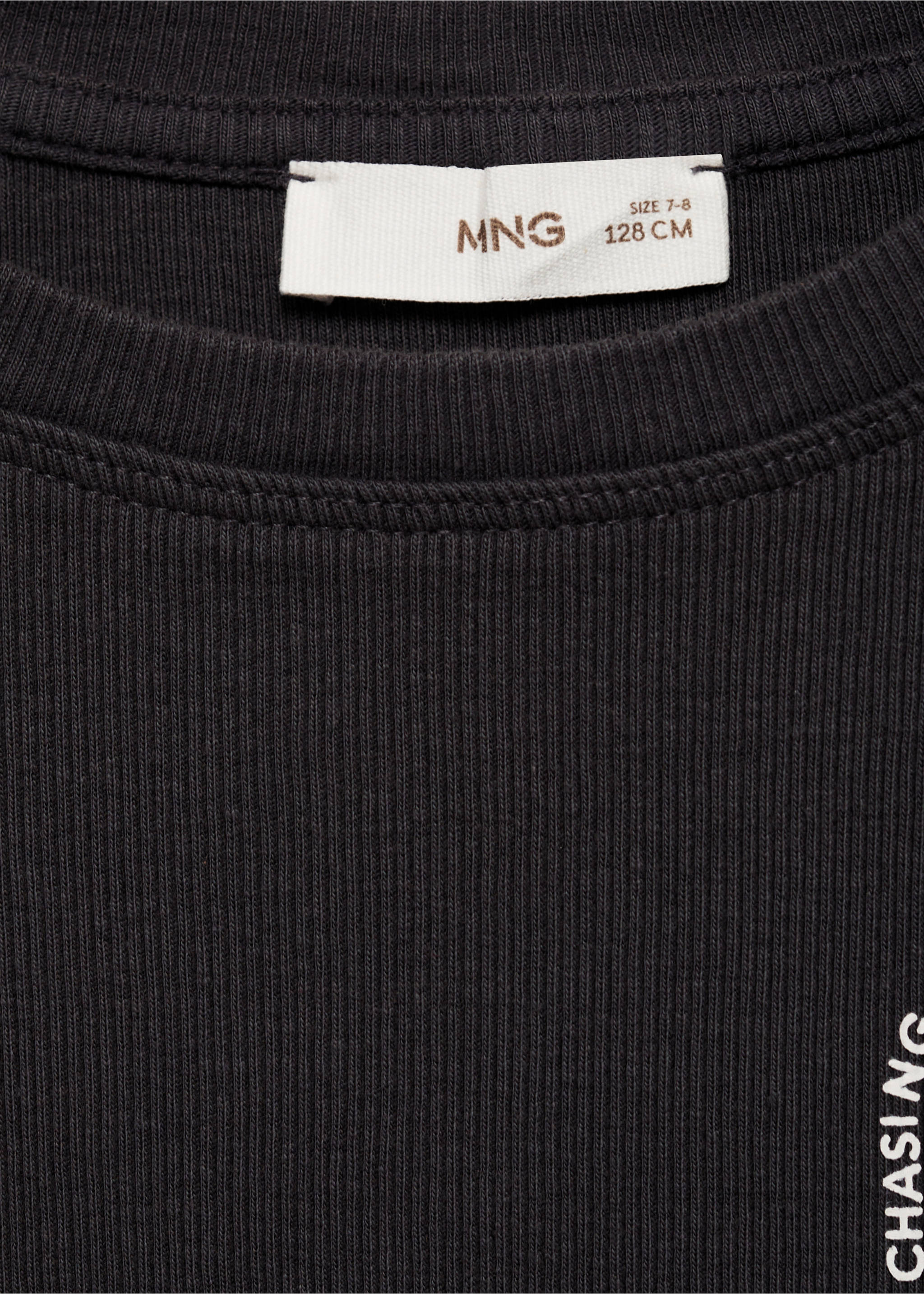 Ribbed printed t -shirt - Details of the article 0, Charcoal. Ref: 77014453-00.