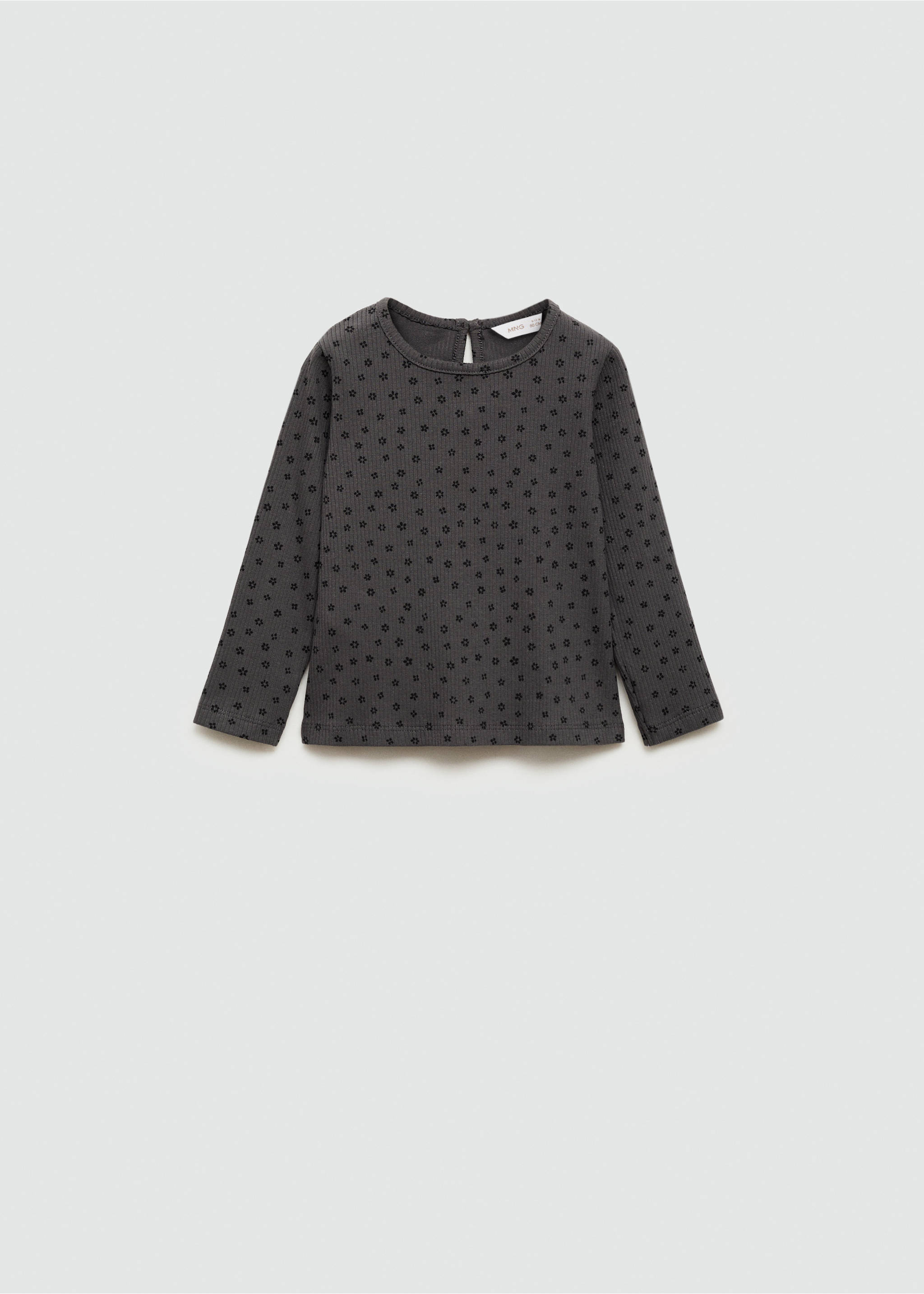 Floral print T-shirt - Article without model, Charcoal. Ref: 77014454-00.