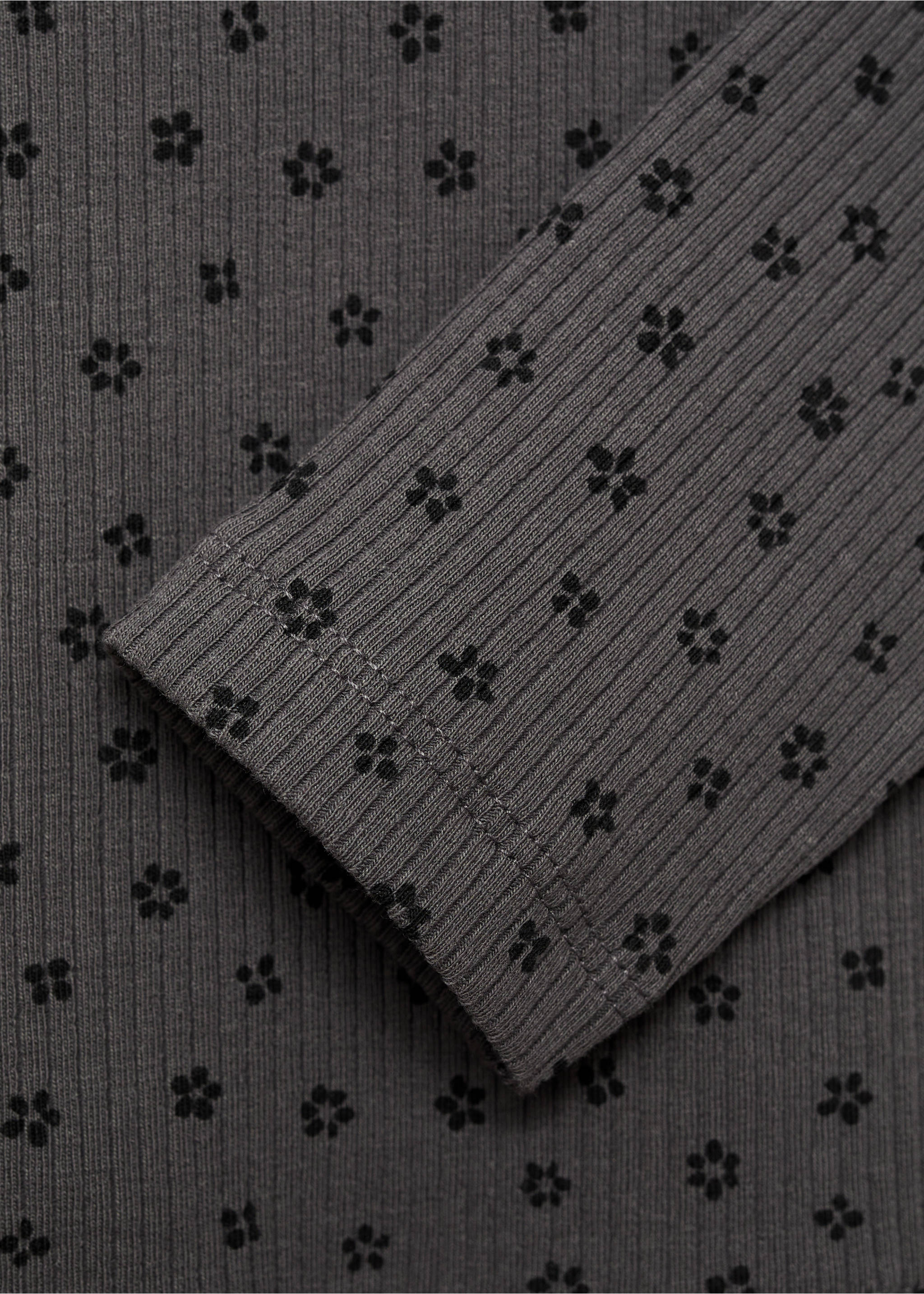 Floral print T-shirt - Details of the article 8, Charcoal. Ref: 77014454-00.