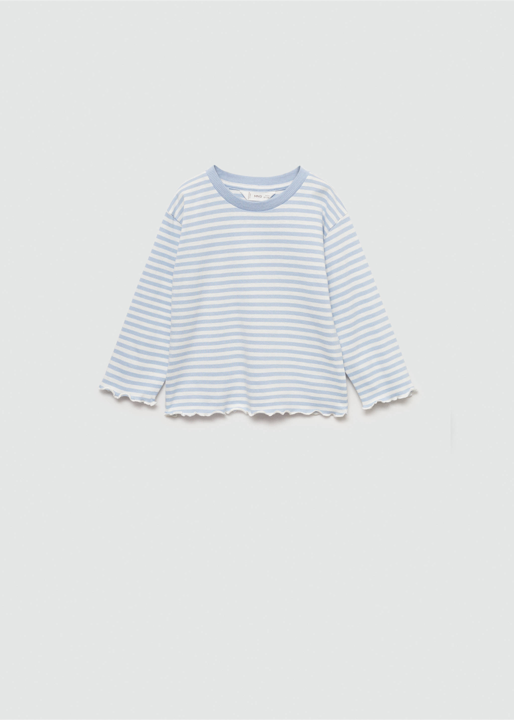 T-shirt coton à rayures - Article sans modèle, Bleu ciel. Ref: 77014455-00.