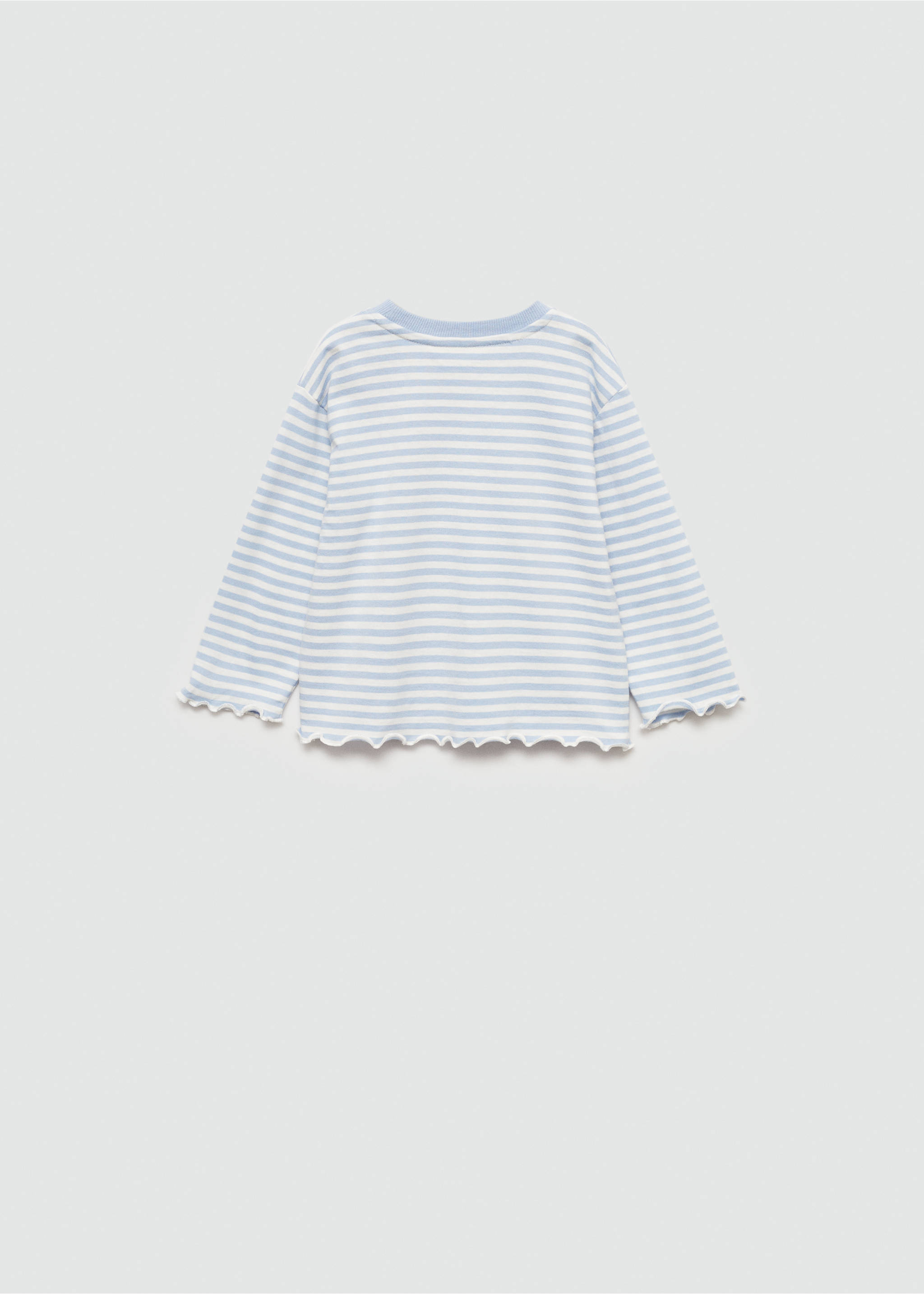 T-shirt coton à rayures - Verso de l’article, Bleu ciel. Ref: 77014455-00.