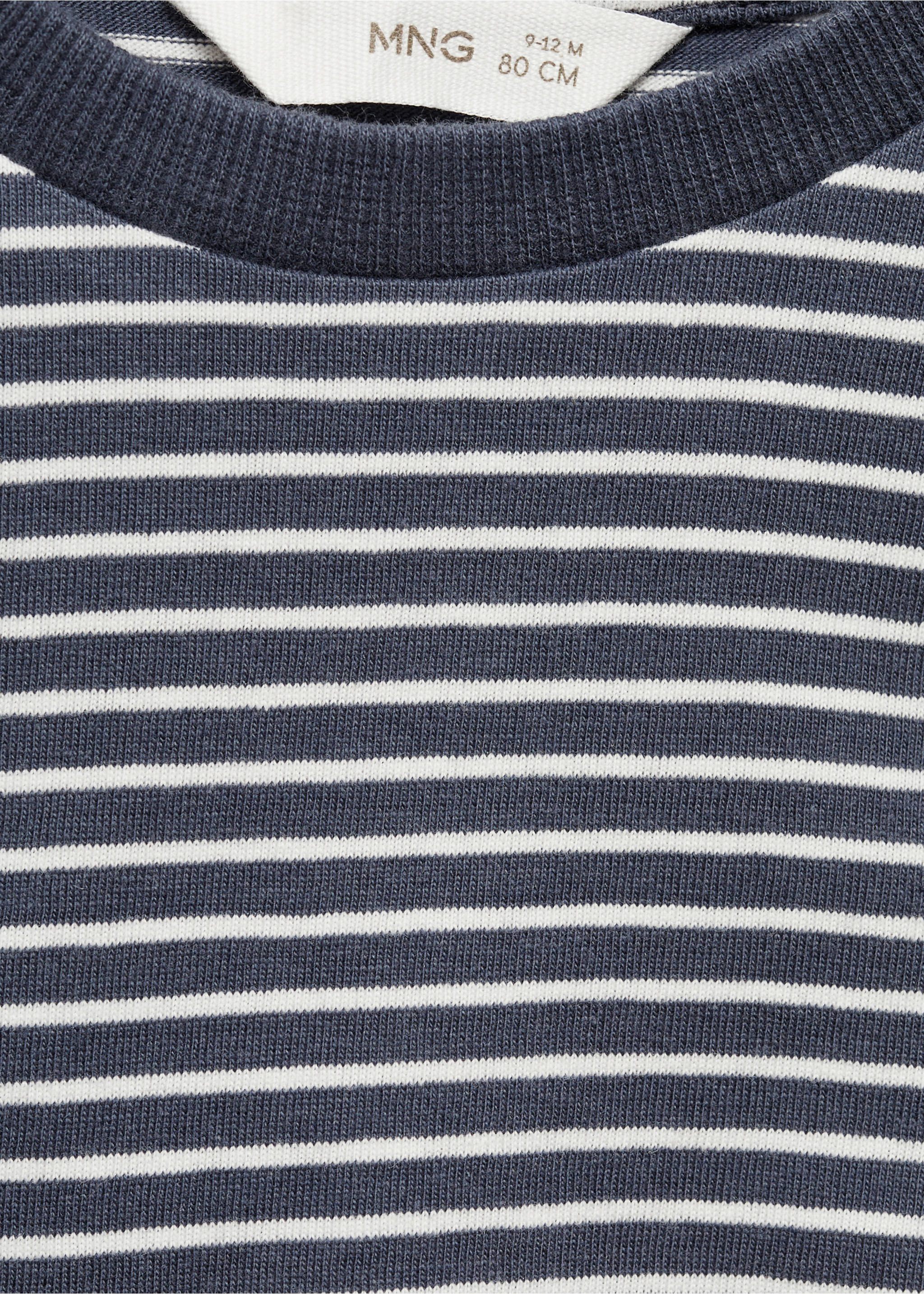 Striped cotton T-shirt - Details of the article 8, Charcoal. Ref: 77014455-00.
