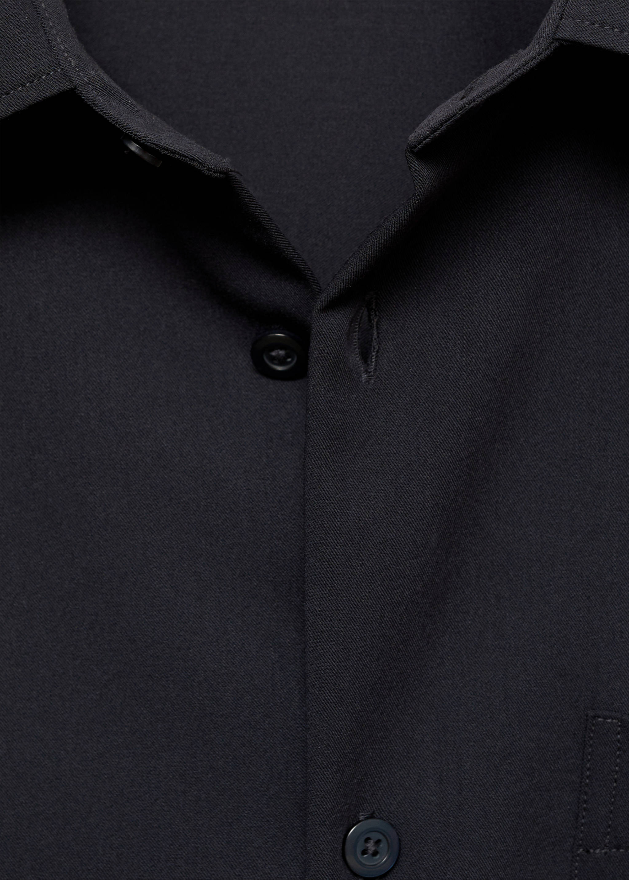Regular-fit shirt with pocket - Details of the article 8, Dark Navy. Ref: 77014456-00.