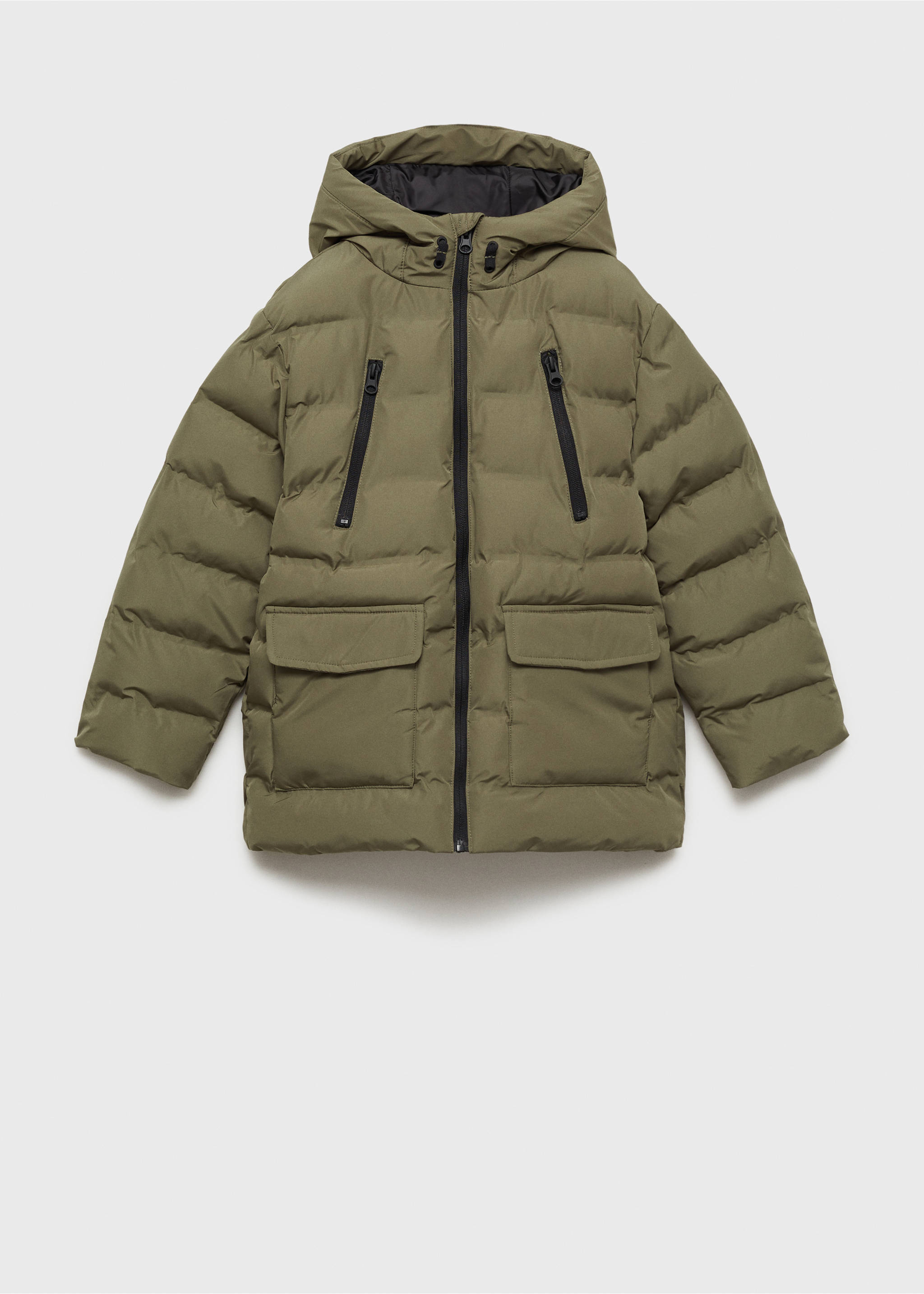 Pocket quilted jacket - Article without model, Khaki. Ref: 77014761-00.
