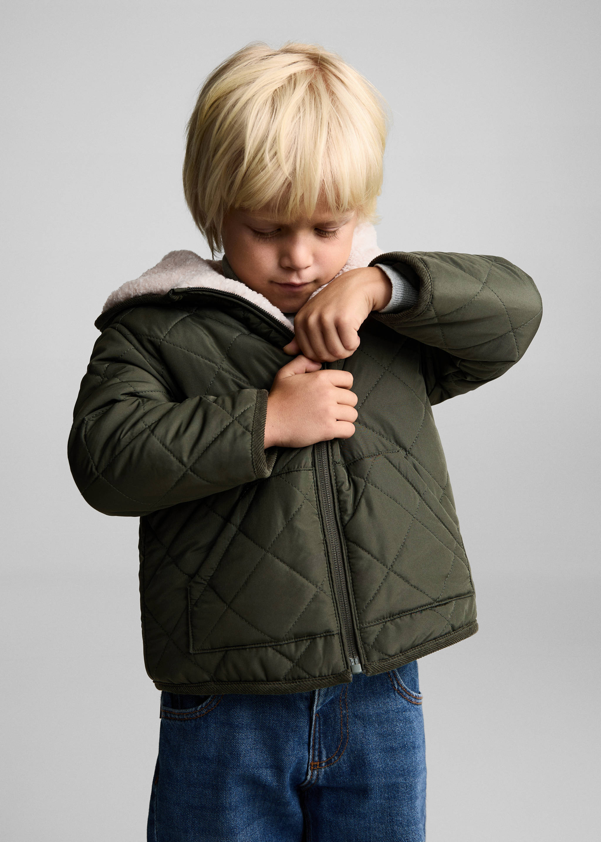 Padded anorak with shearling lining - Medium plane