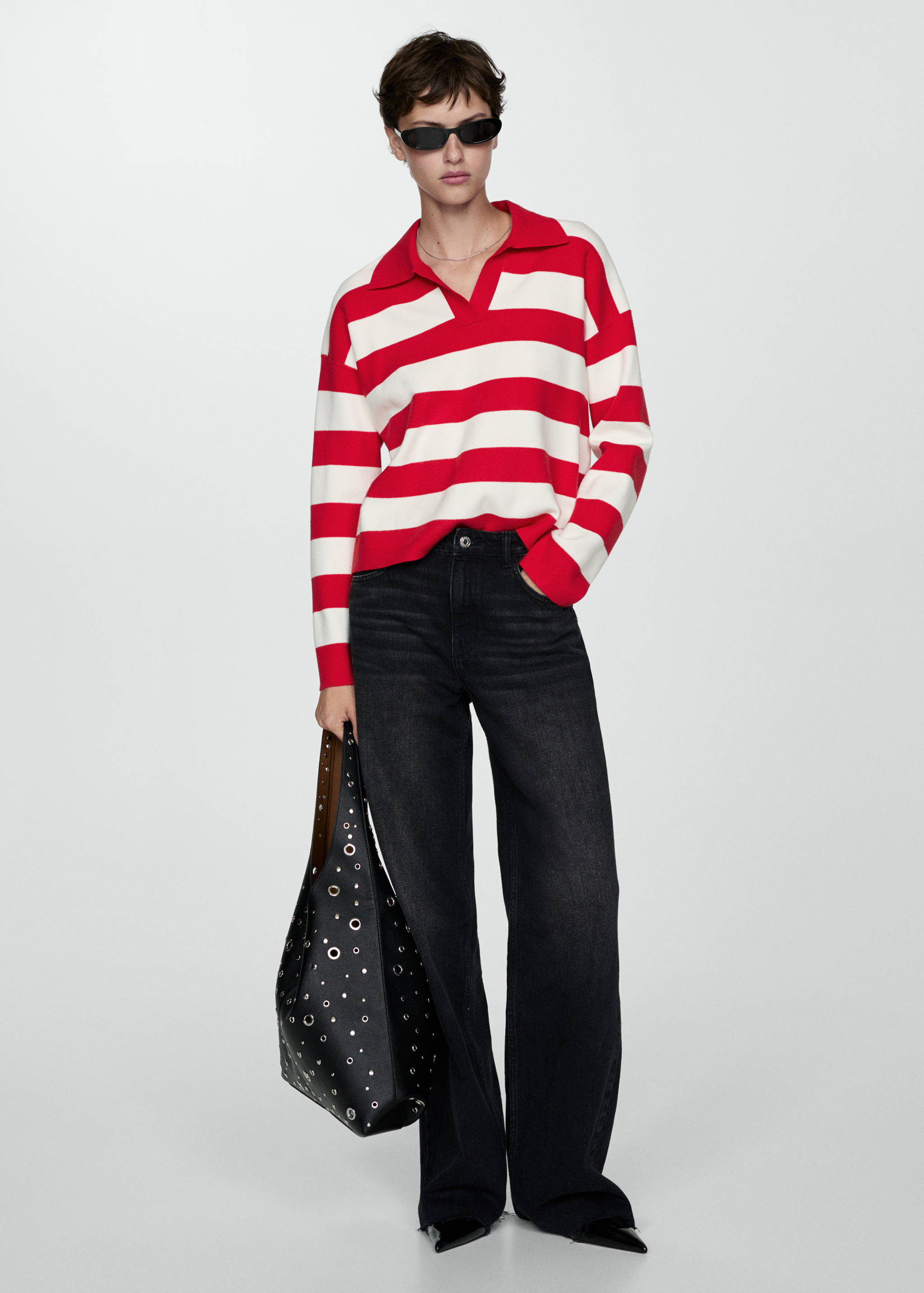 Striped polo-neck sweater - General plane
