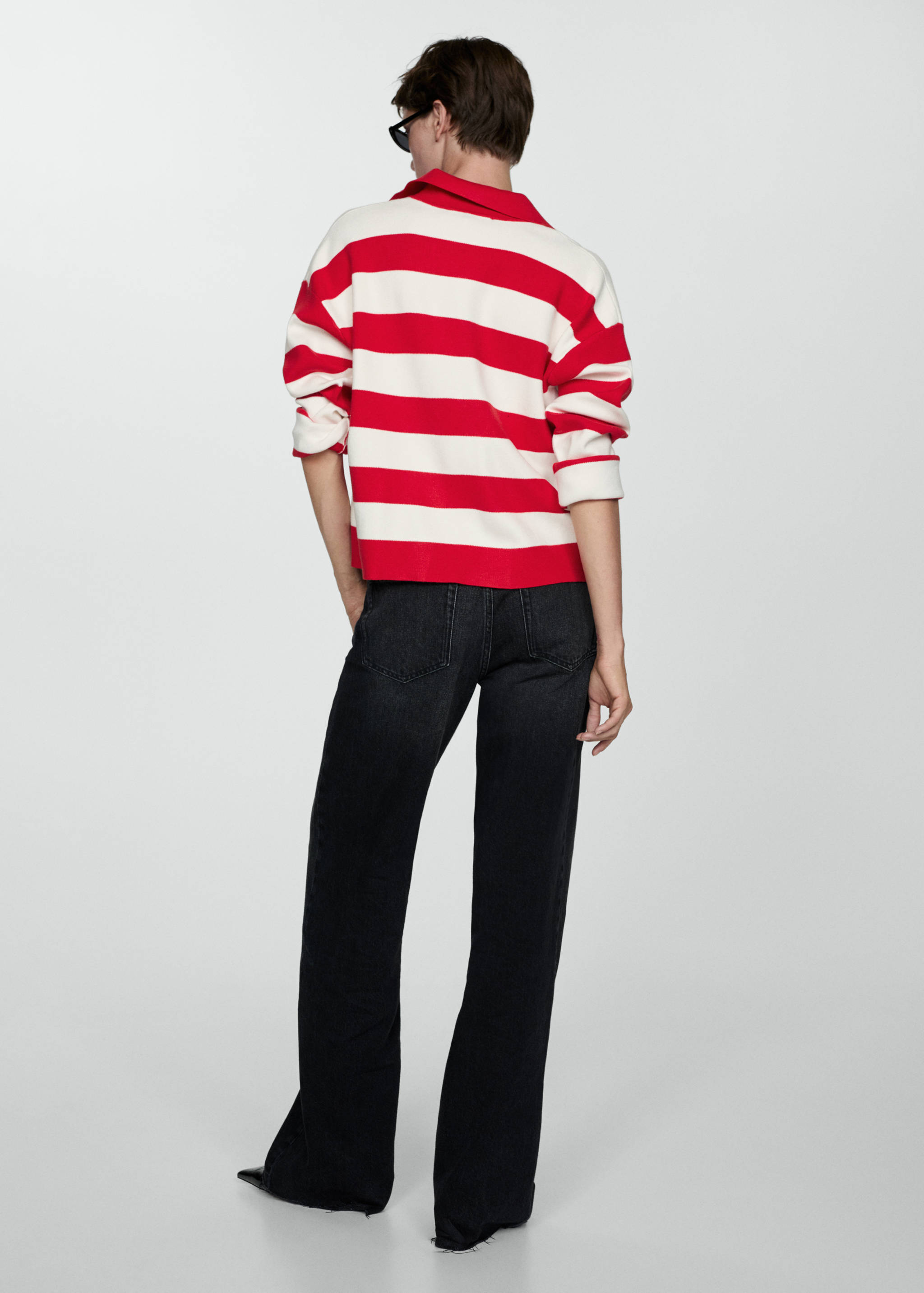 Striped polo-neck sweater - Reverse of the article