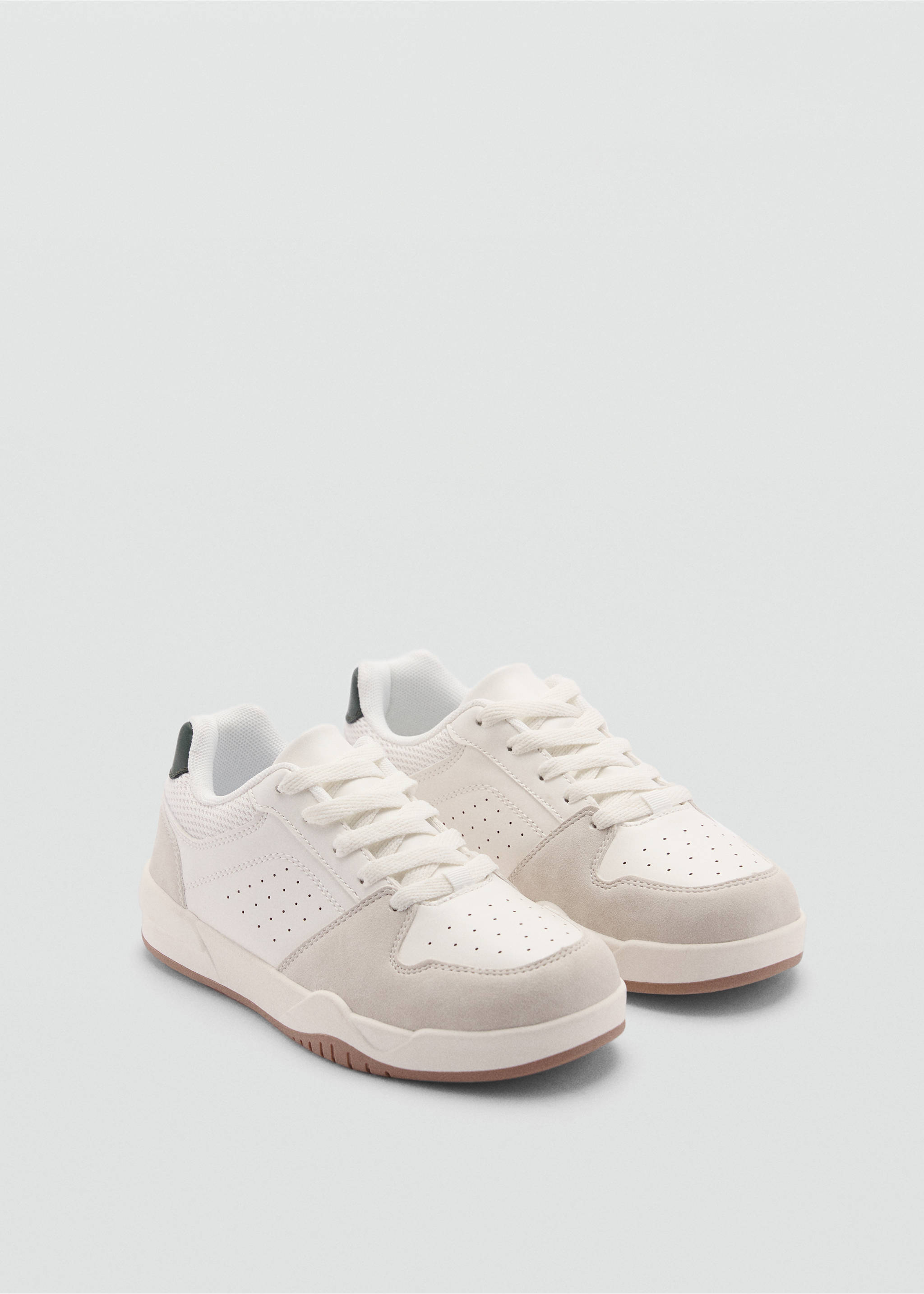 Sabatilles combinades pell - Pla mig, Blanc. Ref: 77014766-00.